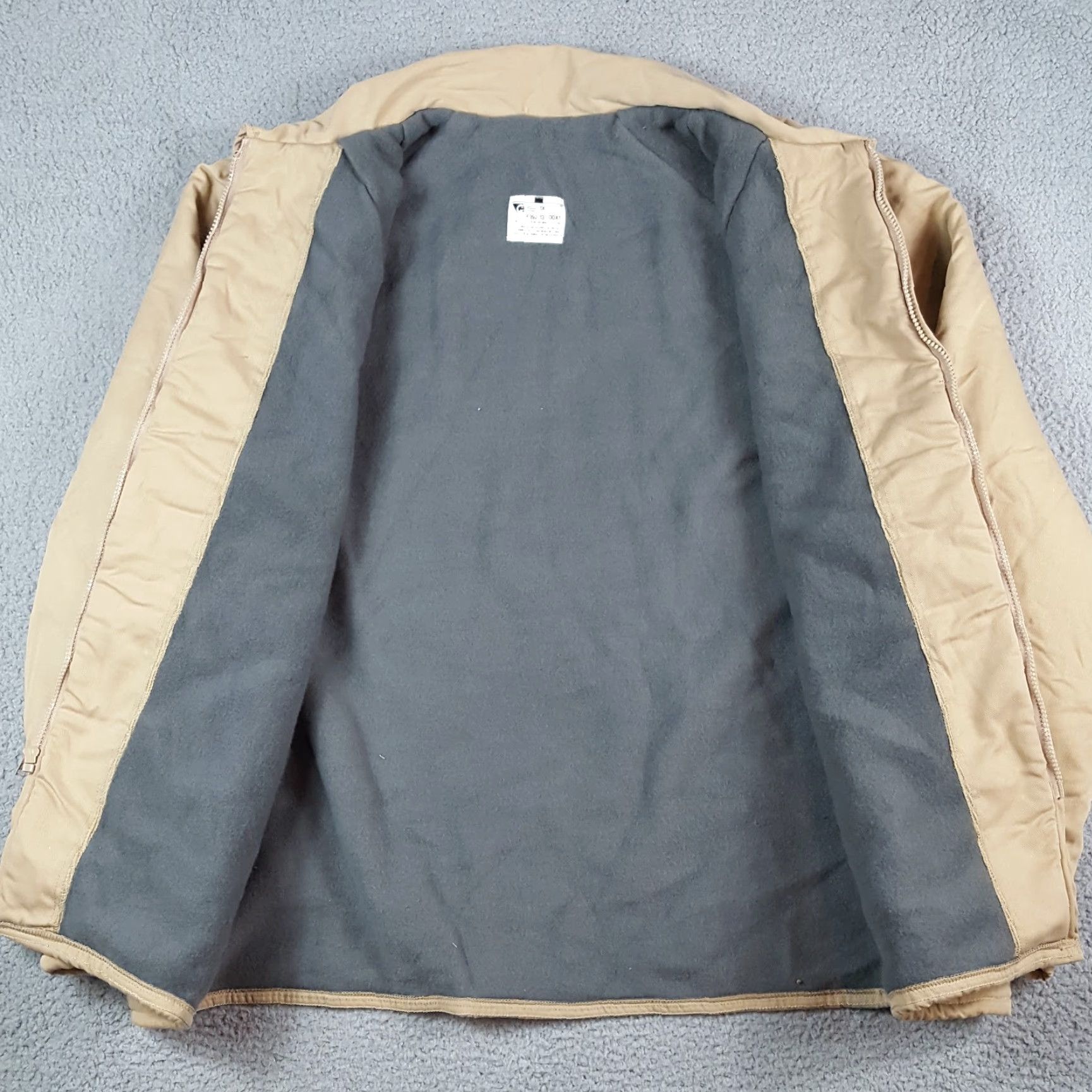 Vintage VCE Khaki Duck Canvas Fleece Lined Zip Up Men's Size 1X Chore Coat Work Jacket Size US XL / EU 56 / 4 - 5 Thumbnail