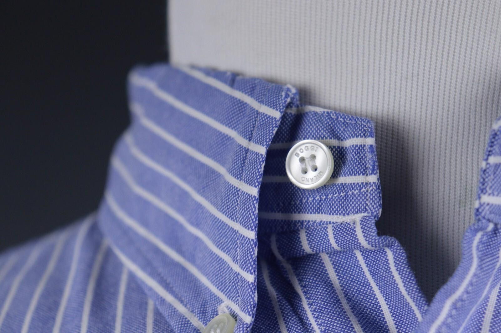 Designer Boggi Milano Doppio Ritorto Blue Stripe Shirt Size XL Size US XL / EU 56 / 4 - 4 Thumbnail