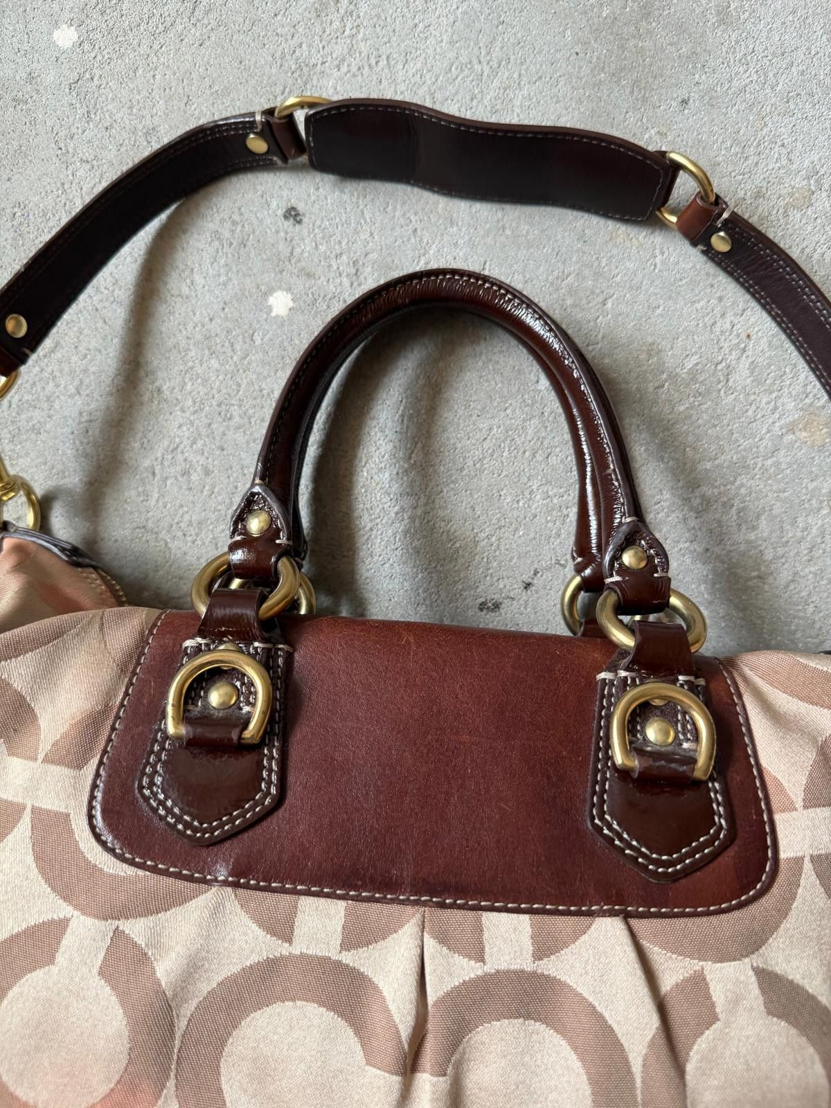 Coach Coach 2Way Signature Julianna Shoulder Bag Beige/Brown Size ONE SIZE - 9 Thumbnail