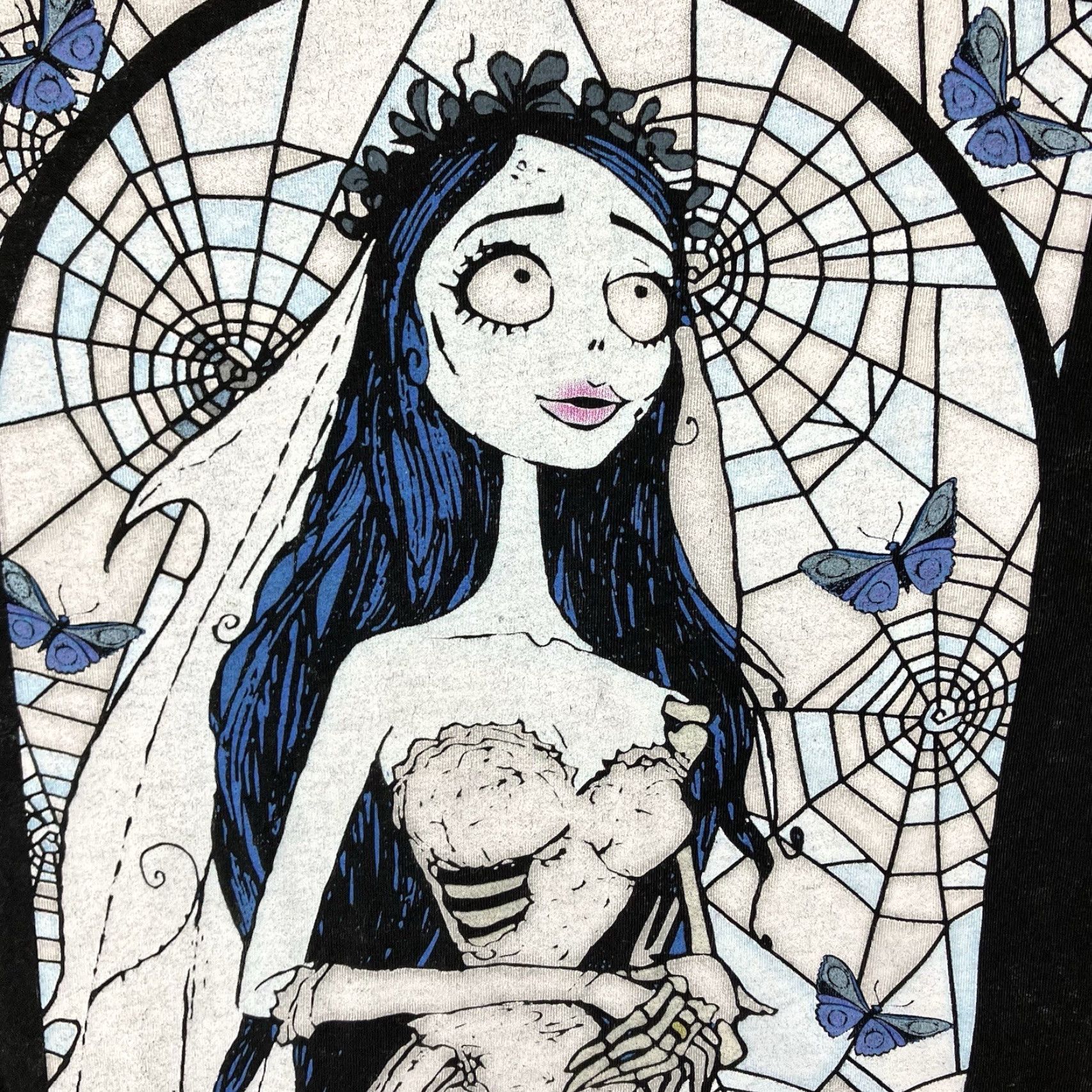 Burton Tim Burton Corpse Bride Movie Graphic Acid Wash Retro Goth T-Shirt Medium Black Logo Unisex Adults Short Sleeve Crew Neck Regular Fit Vintage No Size M / US 6-8 / IT 42-44 - 6 Thumbnail