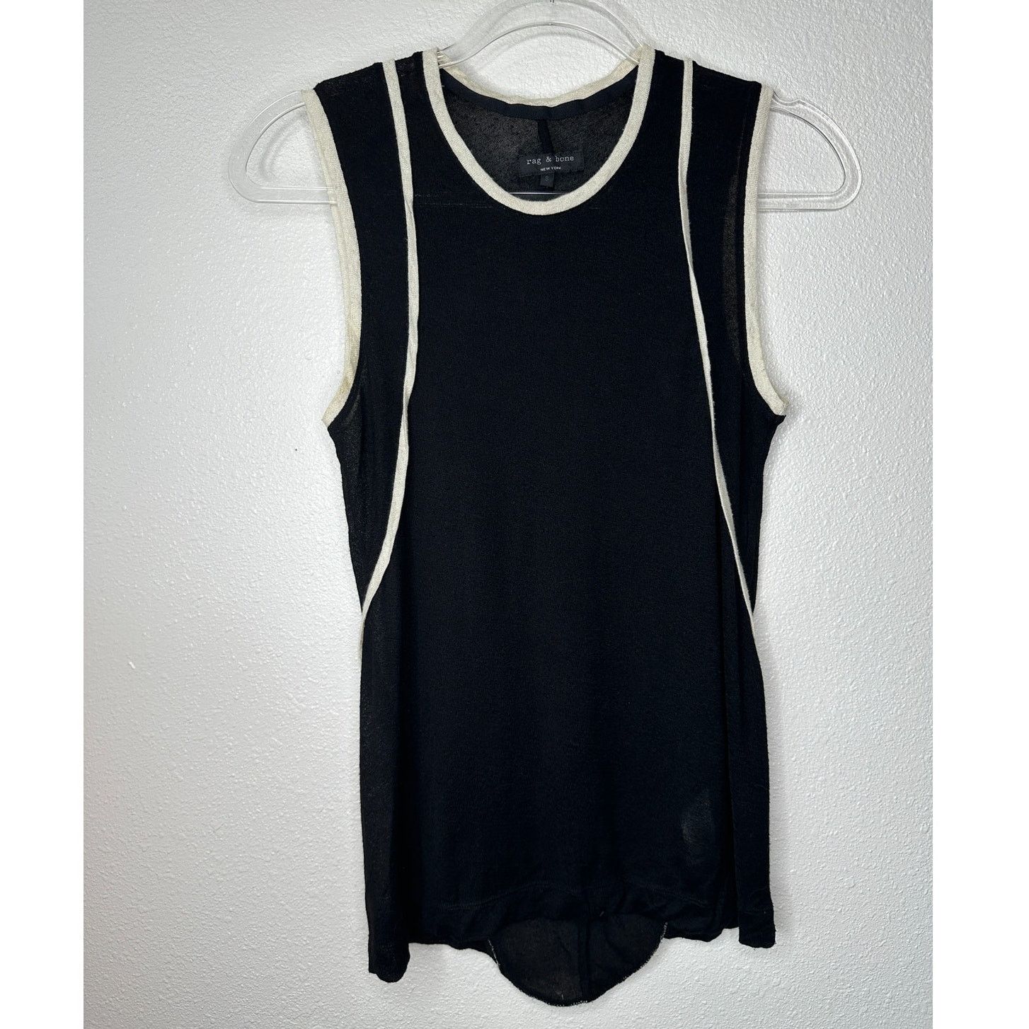 Rag & Bone Rag & Bone Black & Cream Round Neck Sleeveless Sheer Tank S Size S / US 4 / IT 40 - 2 Thumbnail