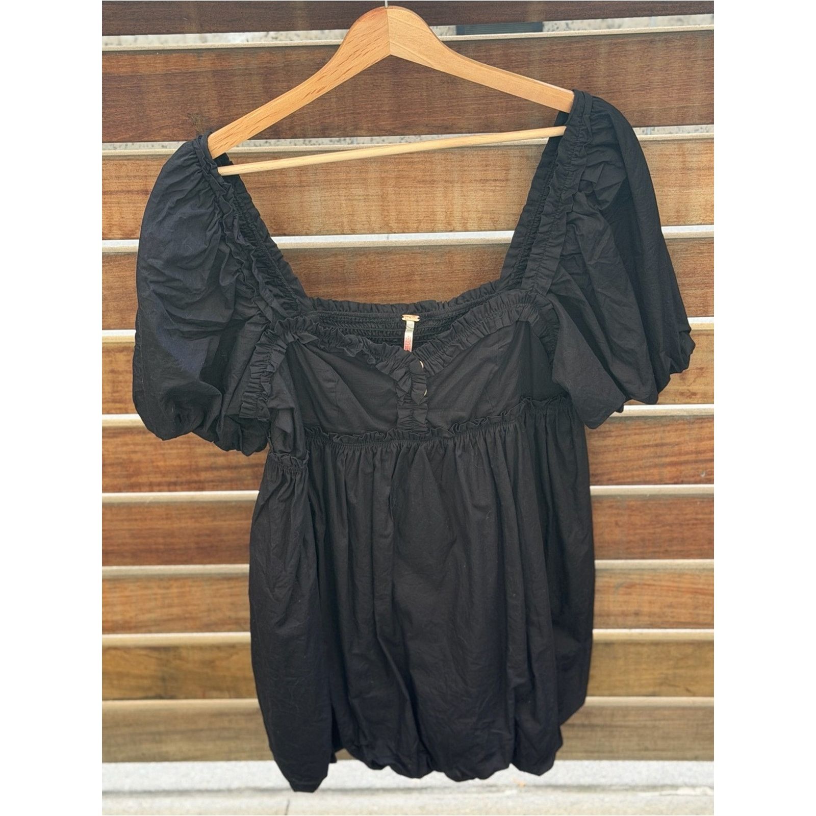 Free People Free People Black Puff Sleeve Babydoll Mini Dress Size S Size S / US 4 / IT 40 - 1 Thumbnail