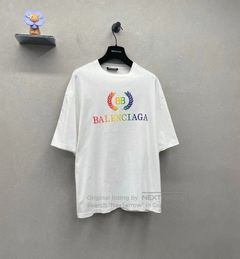 Balenciaga Balenciaga BB Rainbow Wheat Ear Short Sleeve T-shirt. Size US XL / EU 56 / 4 - 4 Thumbnail