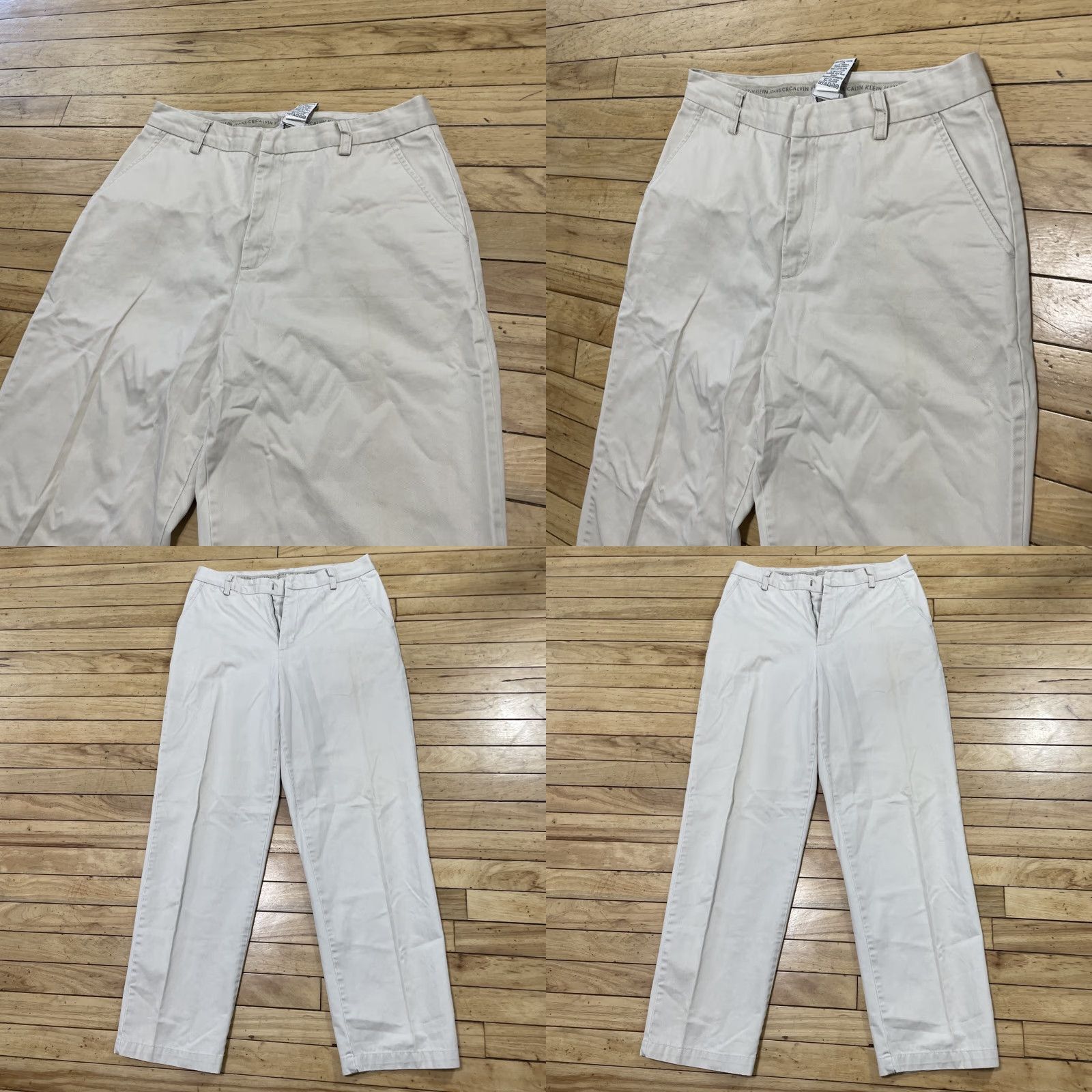 Calvin Klein VINTAGE Calvin Klein Jeans Pants Womens 10 Cream Khaki Flat Straight VTG Y2K Mauritius W30xL30 Size 32" / US 10 / IT 46 - 9 Thumbnail