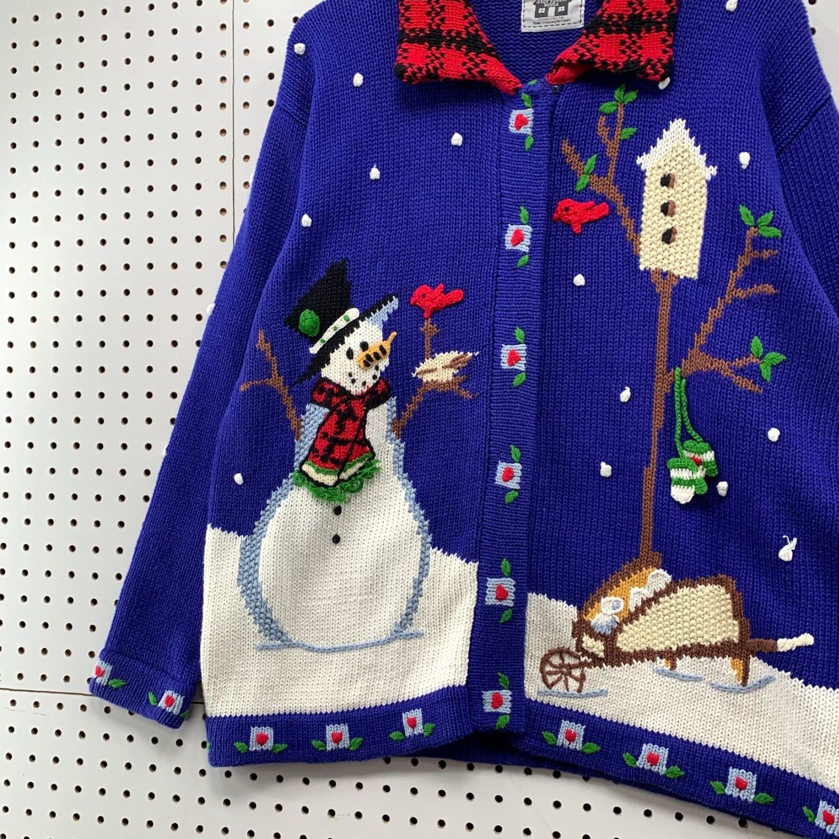 Vintage VINTAGE Storybook Hand Knits Cardigan Womens Large Blue Snow Man Christmas Handknits Up Size L / US 10 / IT 46 - 3 Thumbnail