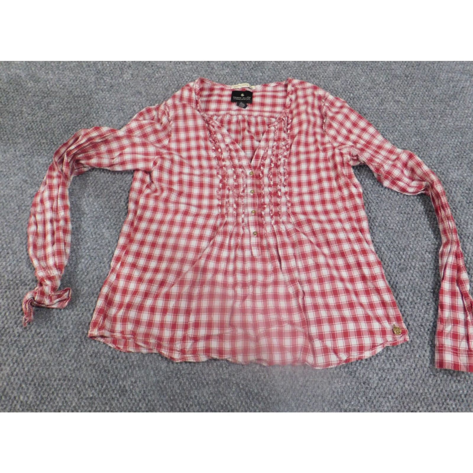 Vintage Rafaella Blouse Women Shirt Regular Size 3 Red Plaid Button Down Collared Cotton Casual Long Sleeve Size XS / US 0-2 / IT 36-38 - 2 Thumbnail