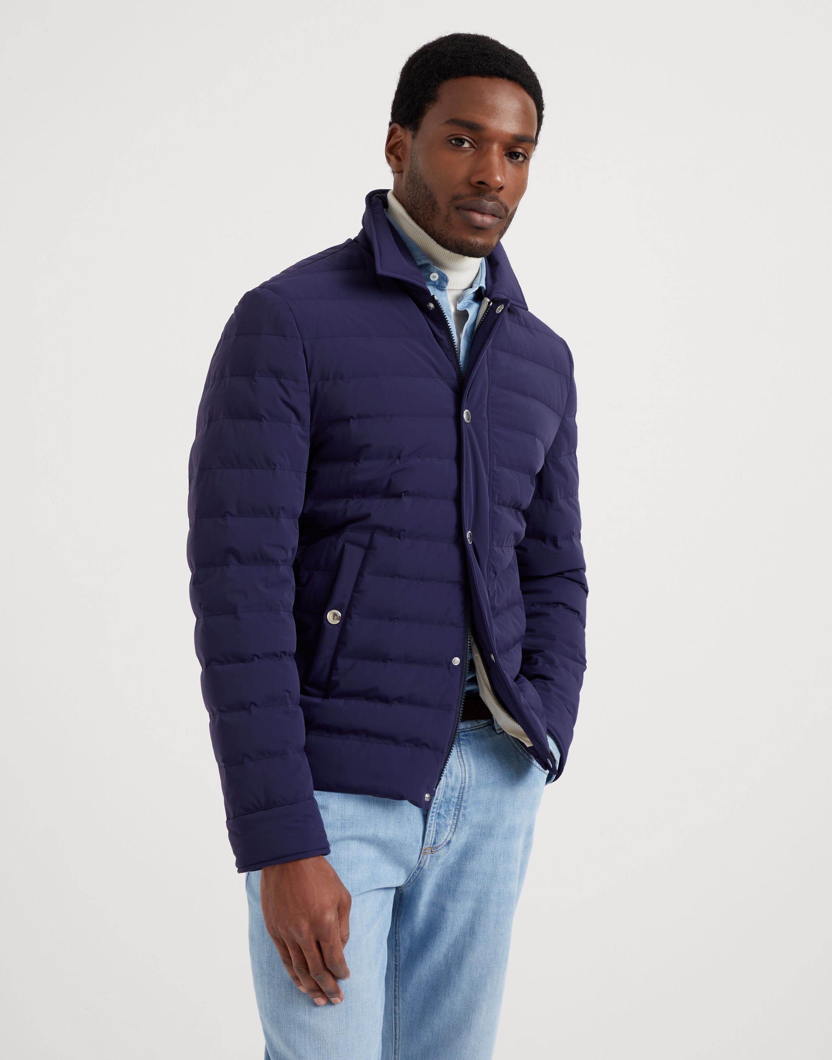 Brunello Cucinelli o1w1db10226 Wr Padded Jacket in Blue Size US M / EU 48-50 / 2 - 1 Thumbnail
