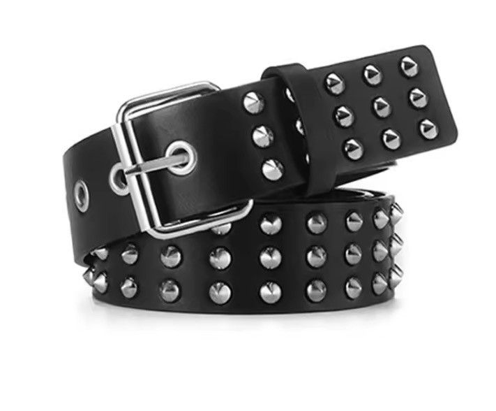 Japanese Brand Metal Rivets Pin Buckle PU Leather Belt 95 cm Size ONE SIZE - 1 Thumbnail