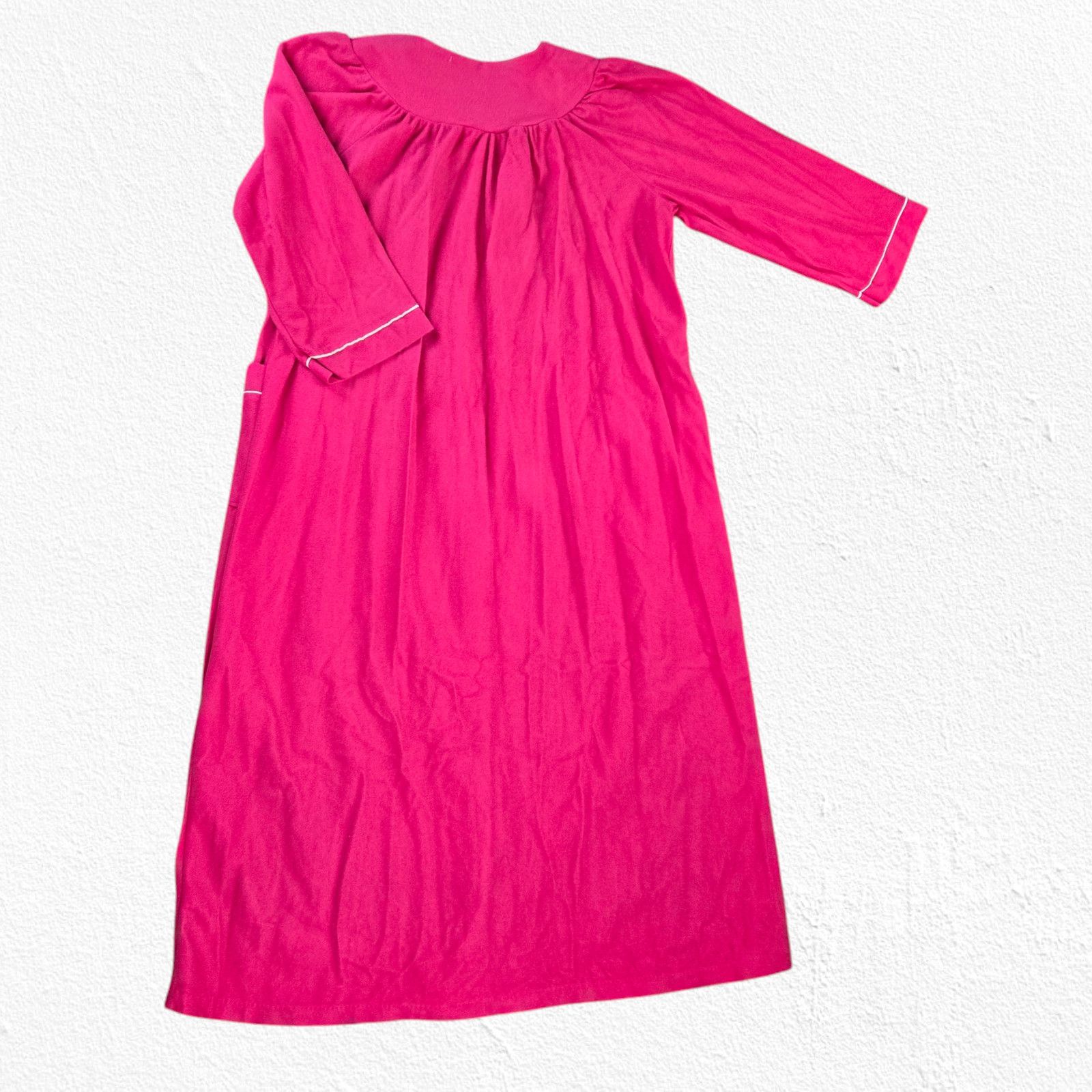 Vintage Vintage Pink Housecoat Robe 80s Plus Size 20W Size ONE SIZE - 14 Thumbnail