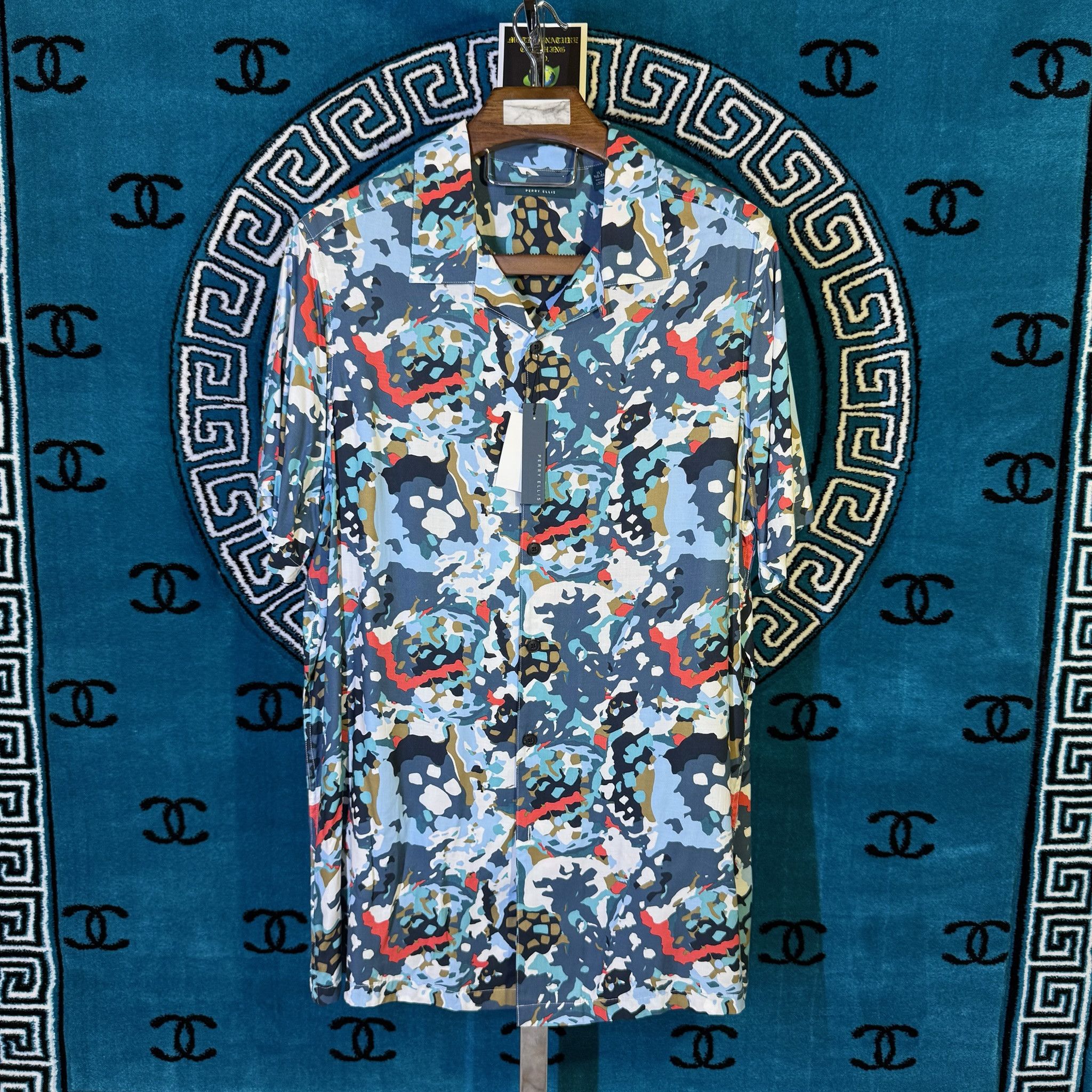 Perry Ellis XLT PAINTED DETAILLES ABSTRACT GEOMETRY SHIRT Size US XXL / EU 58 / 5 - 1 Preview