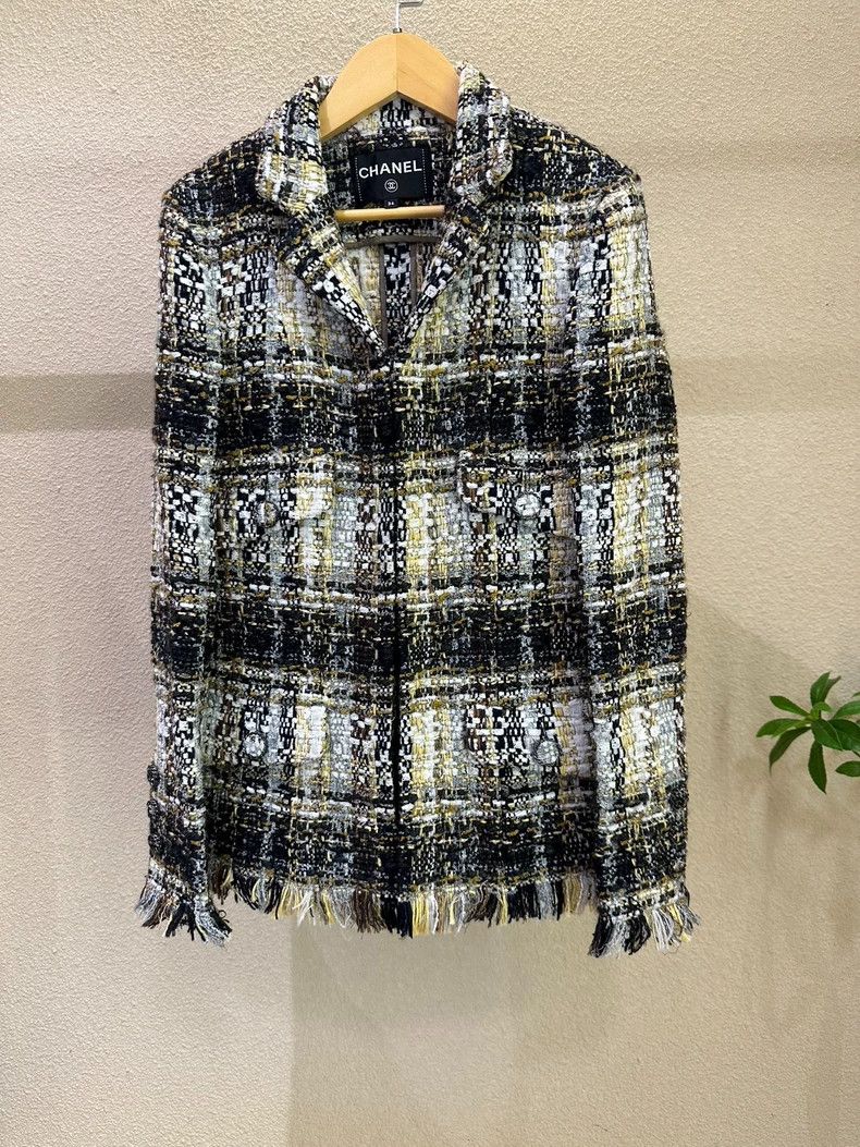 Chanel Chanel 19K snow series mixed color plaid tassel sequin jac Size XXS / US 00 / IT 34 - 1 Thumbnail