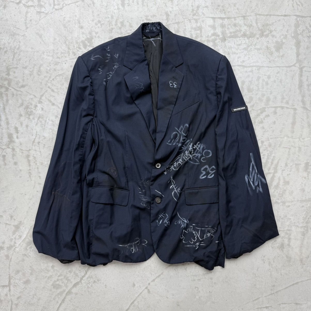 Balenciaga Balenciaga Graffiti Skater Tailored Jacket Navy Size US M / EU 48-50 / 2 - 1 Thumbnail