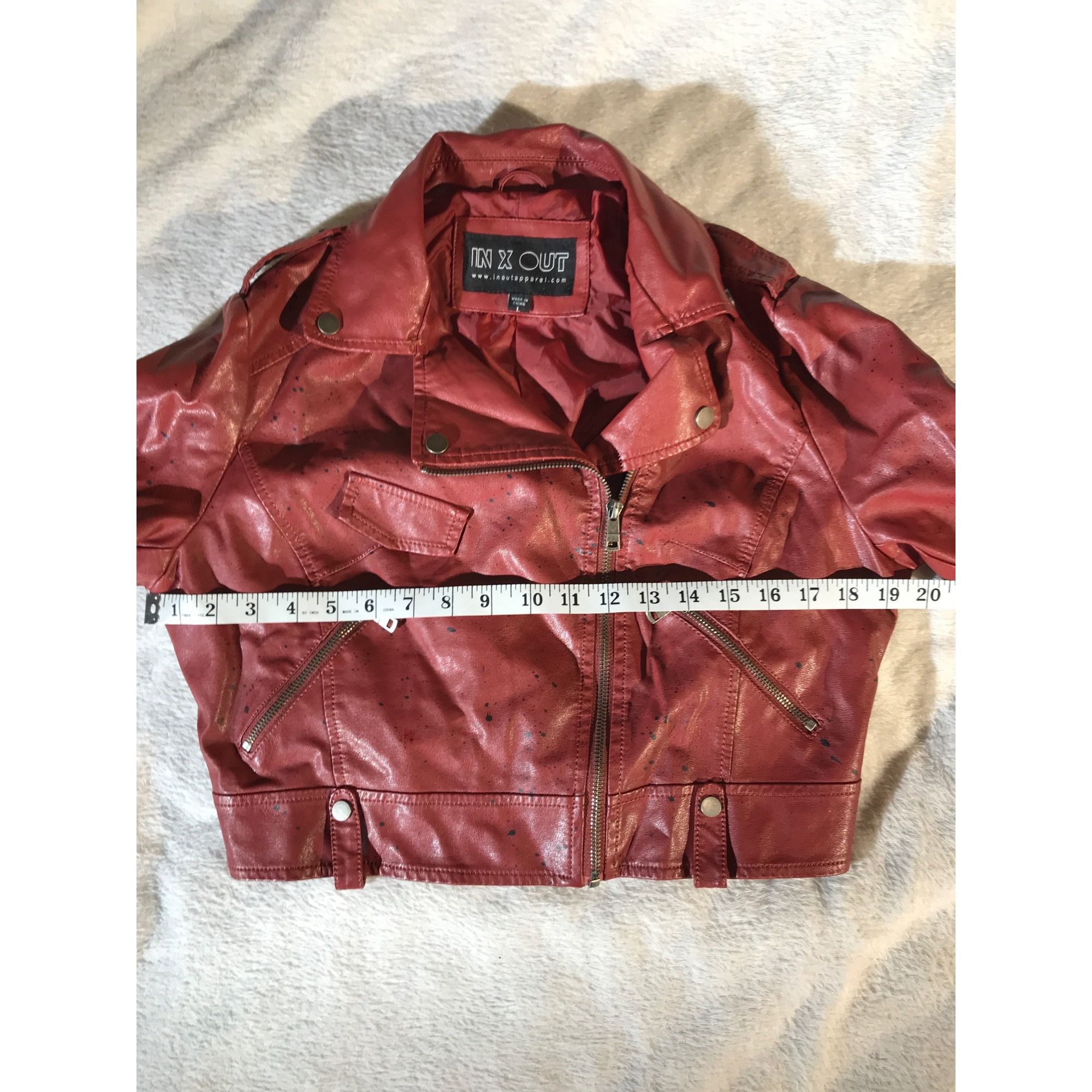 Other In X Out Women's Moto Red Vegan Leather Ahnk Punk Jacket Size L / US 10 / IT 46 - 5 Thumbnail