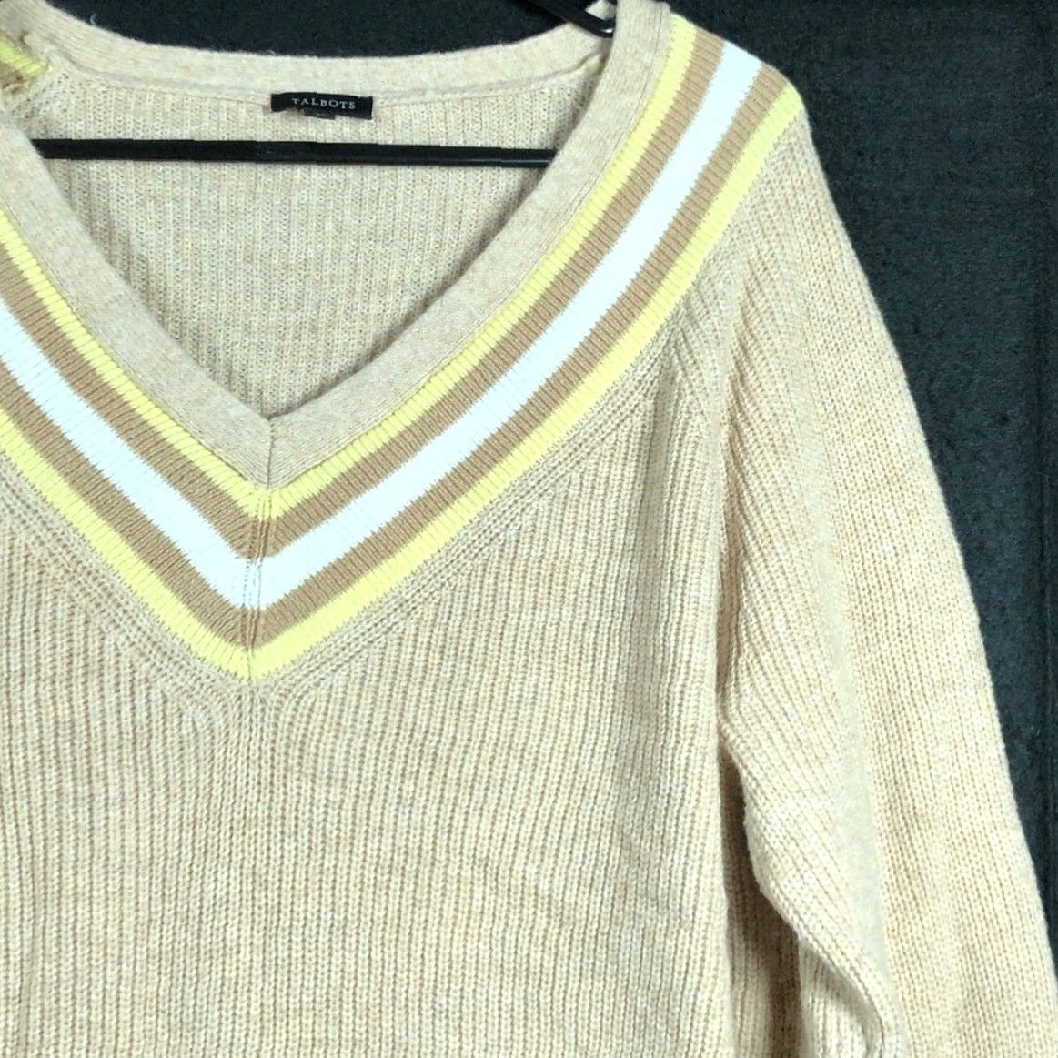 Talbots Talbots Sweater Tan Pullover V-Neck Long Sleeve Cotton Nylon Blend XL Womens Regular Size Pullover knit Casual Workwear 80s? Size XL / US 12-14 / IT 48-50 - 5 Thumbnail