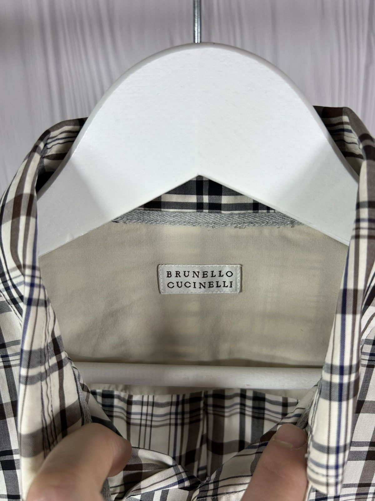 Brunello Cucinelli Brunello Cucinelli Check Pattern Cotton Shirt Size L Italy Size US L / EU 52-54 / 3 - 7 Thumbnail