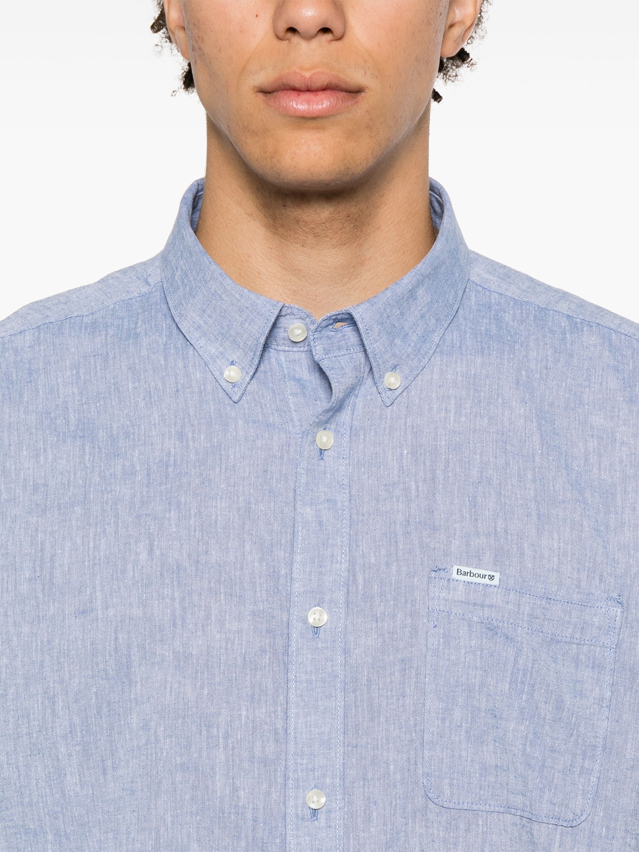 Barbour o1y1224 Logo Single Pocket Shirt in Blue Size US M / EU 48-50 / 2 - 5 Thumbnail