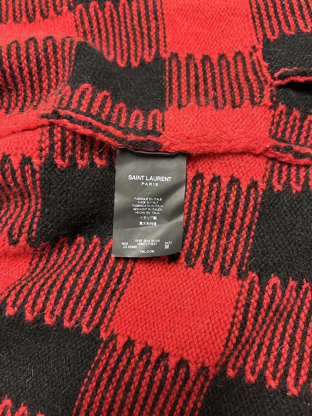 Saint Laurent Paris FW2014 Leather Patch Plaid Wool Cardigan Size US M / EU 48-50 / 2 - 6 Thumbnail