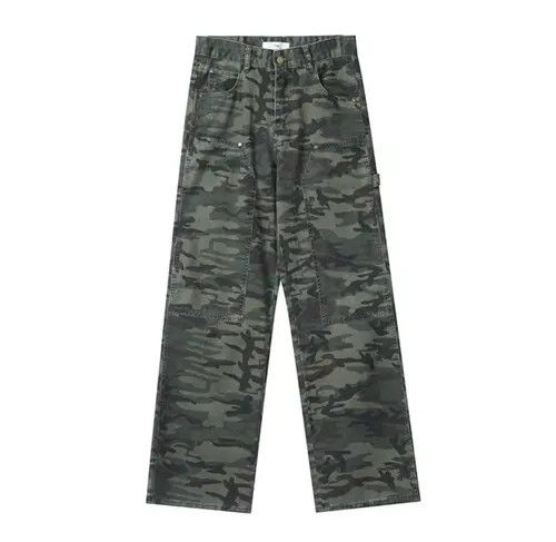 Jean Retro camouflage overalls hip hop casual straight trousers Size US 32 / EU 48 - 1 Thumbnail
