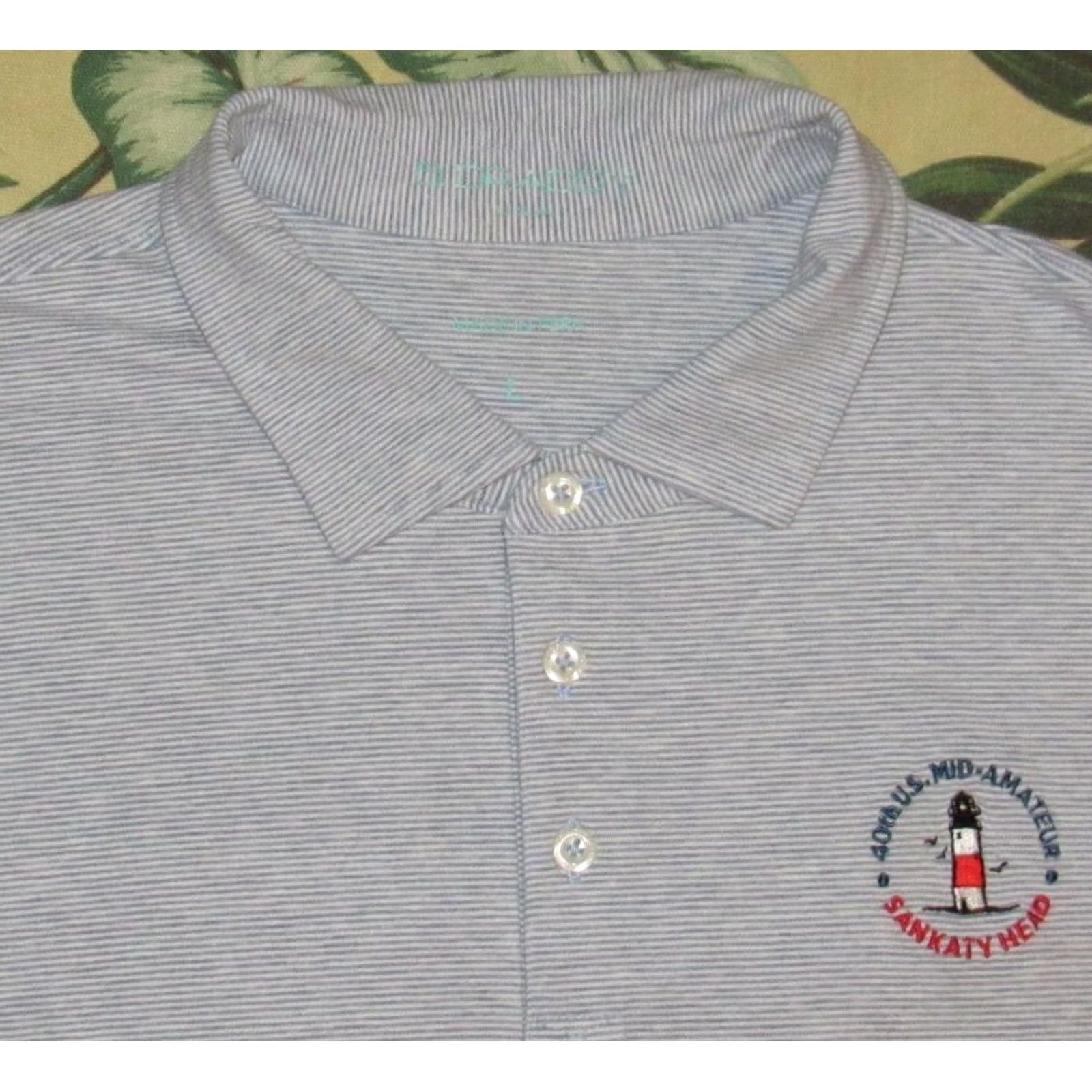 Vintage B Draddy Polo Shirt Large Adult Blue White Short Sleeve Golf Sankity Head Mens Size US L / EU 52-54 / 3 - 2 Thumbnail