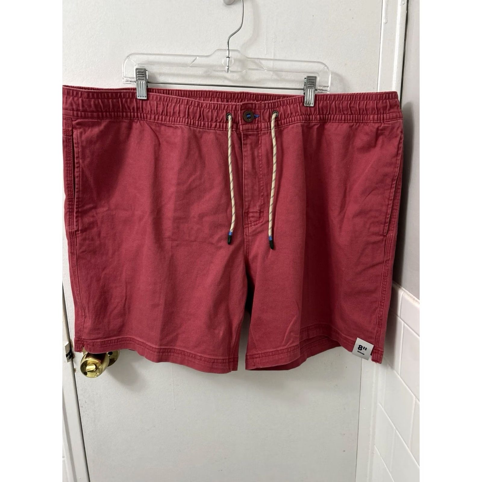 George George Twill Shorts Mens 2XL Red Elastic Waist 8" Inseam NWT Jeans? Size US 44 / EU 60 - 6 Thumbnail