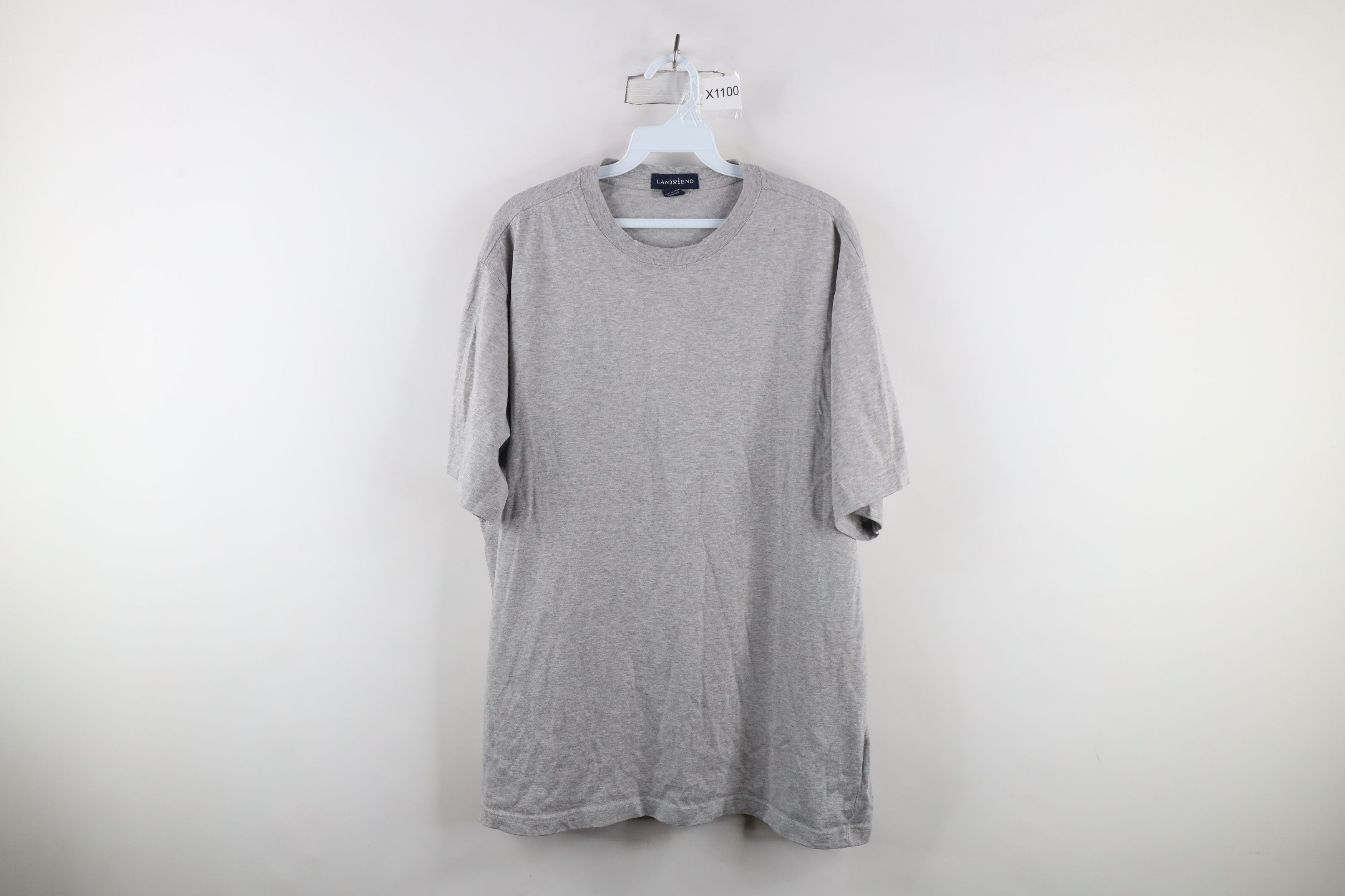 Lands' End × Vintage Vintage 90s Lands End Blank Short Sleeve T-Shirt Gray Cotton Size US L / EU 52-54 / 3 - 1 Thumbnail