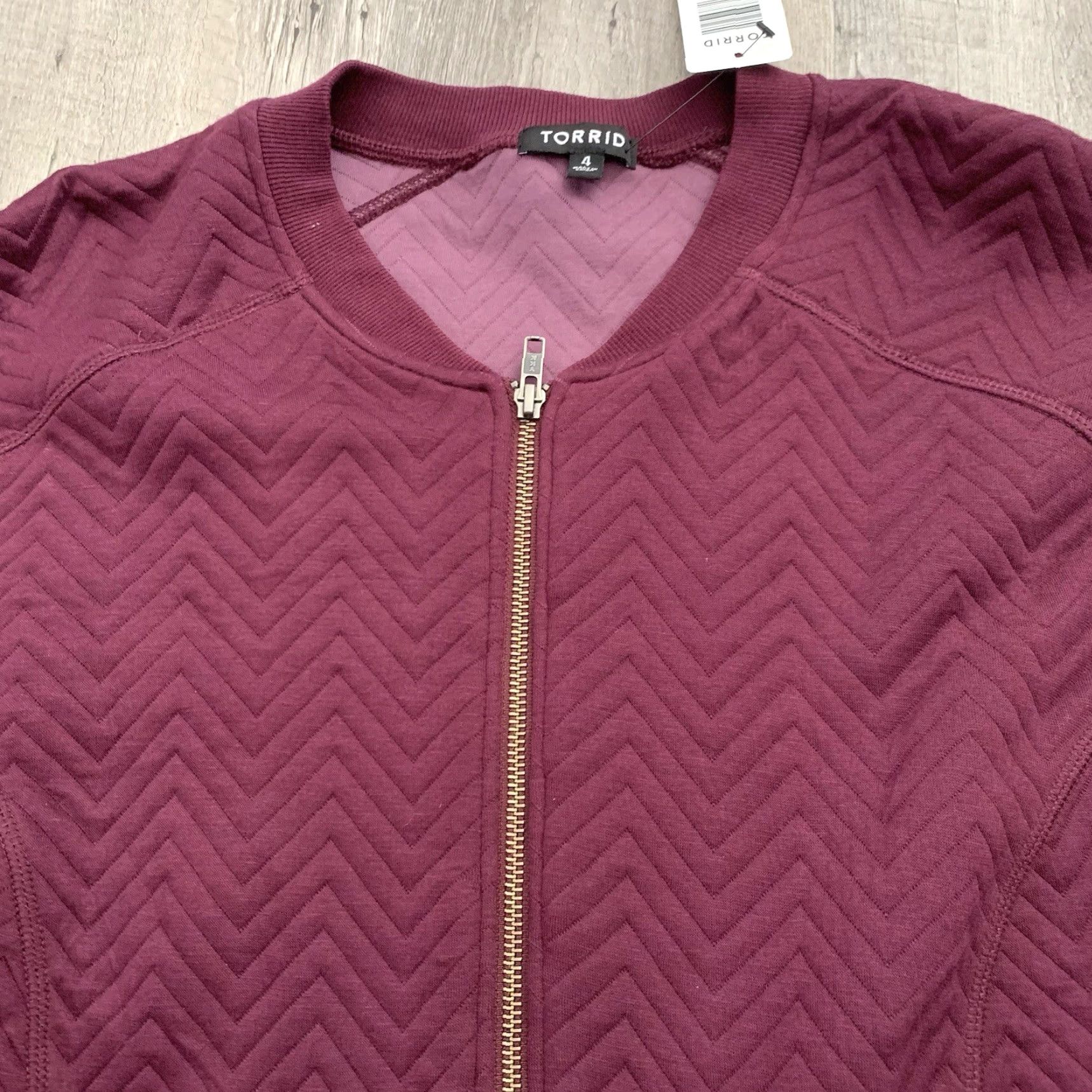 Torrid Torrid Womens Quilted Peplum Full Zip Jacket Wine Size 4 Fray Accent Comfy Soft Size XXL / US 16-18 / IT 52-54 - 3 Thumbnail
