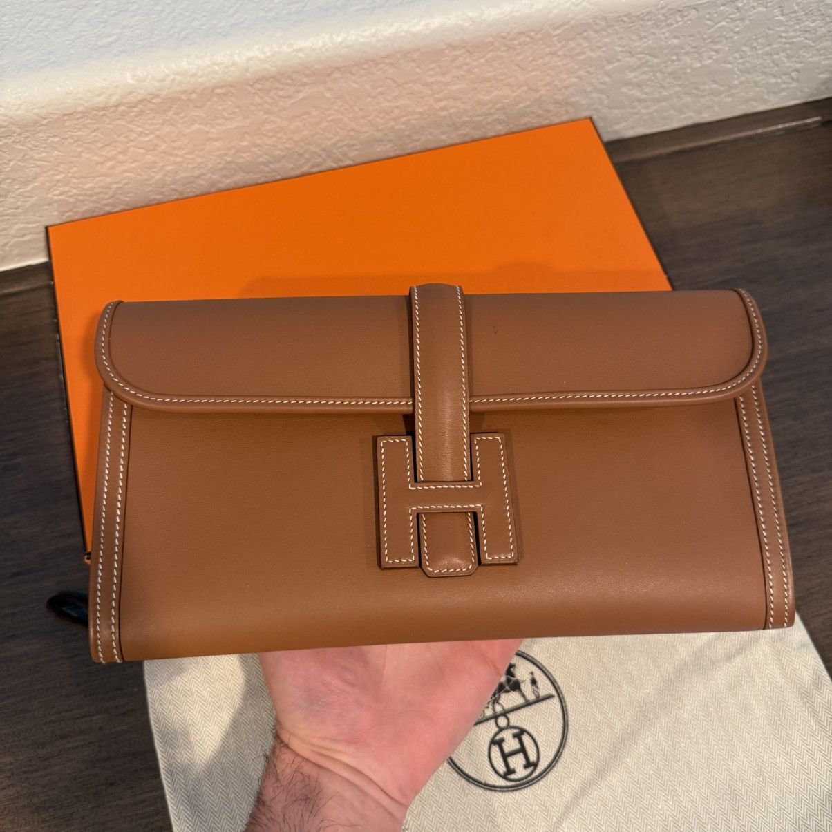 Hermes Hermes Jige Elan 29 Gold Clutch Bag Swift Calfskin Leather Size ONE SIZE - 13 Thumbnail