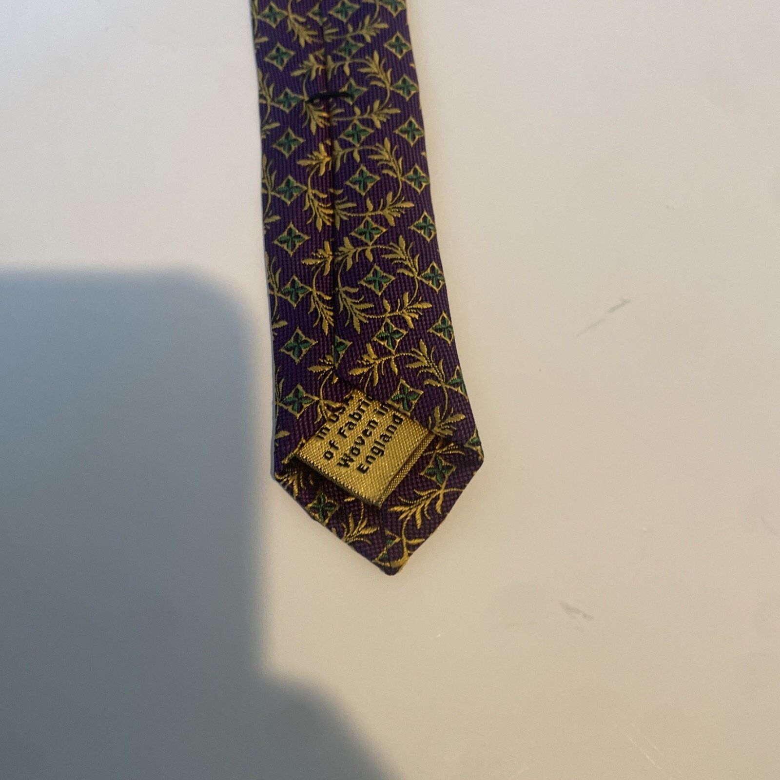 Hickey Freeman HICKEY FREEMAN Men's 100% Silk Tie Purple Green Gold Floral Size ONE SIZE - 6 Thumbnail