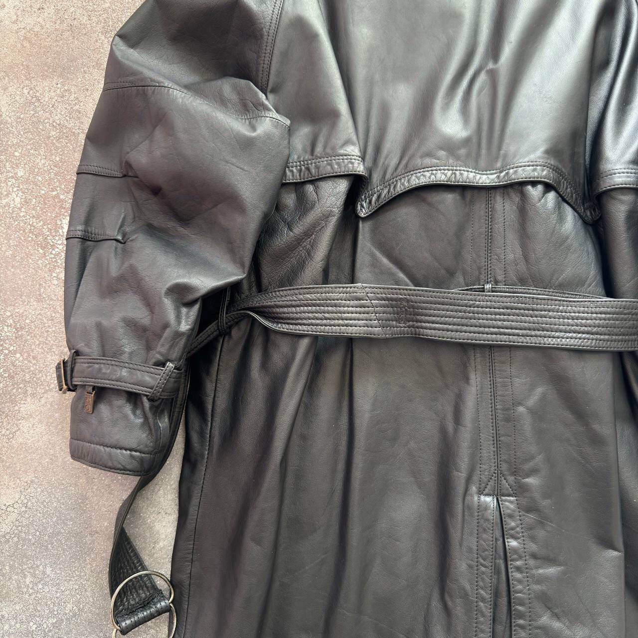 Other 90s Matrix Style Vintage Belted Leather Trench Coat Jacket Size US L / EU 52-54 / 3 - 14 Thumbnail