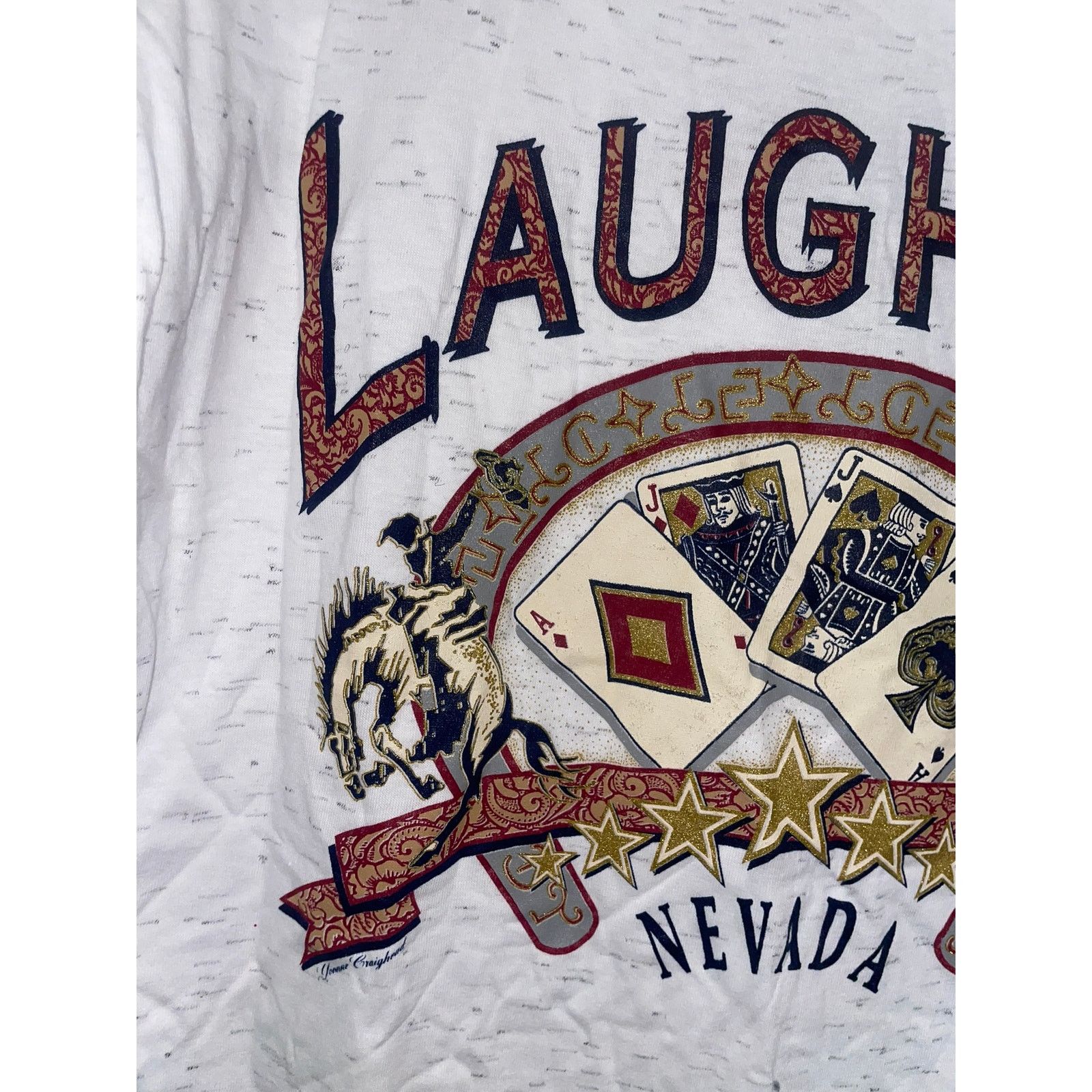 Vintage Vintage Laughlin Nevada Casino Graphic White Speckled Shirt Size US L / EU 52-54 / 3 - 4 Thumbnail