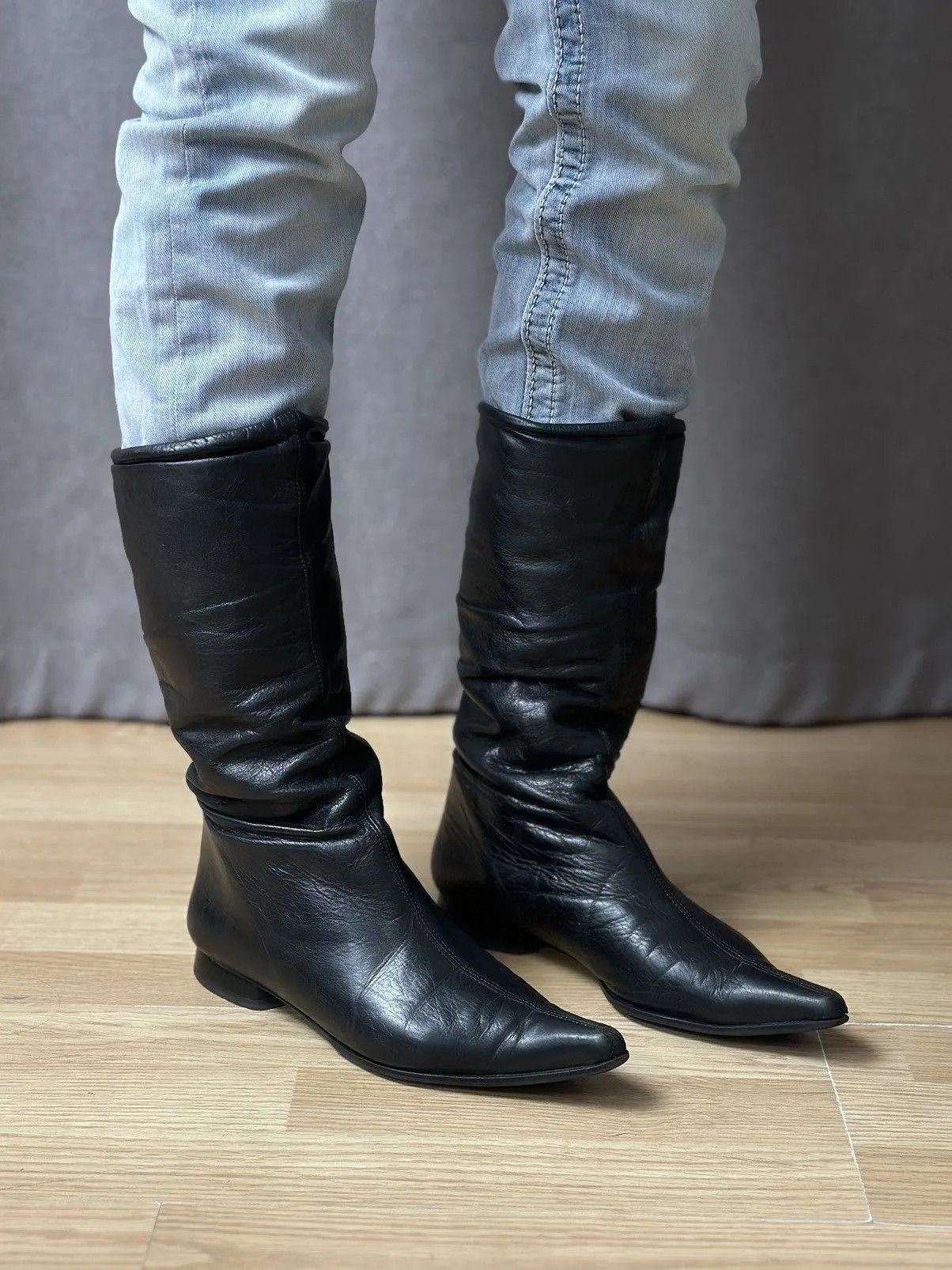 If Six Was Nine Vintage Western Cowboys Leather Boots High Heels Y2k Rare Size US 7 / IT 37 - 3 Thumbnail