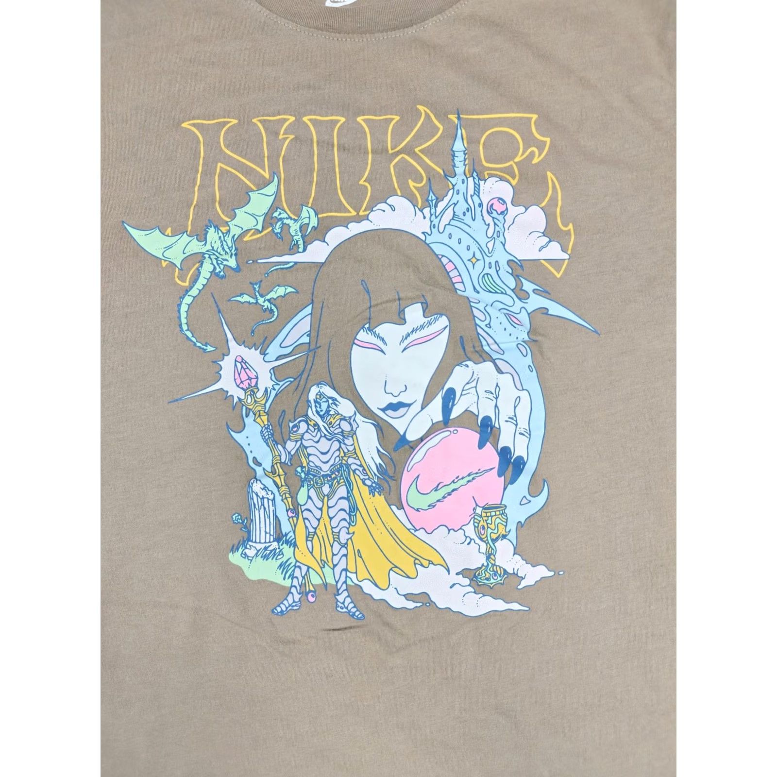 Nike Nike Shirt Mens Small Beige Fantasy Dragon Wizard Graphic Tee Sportswear Size US S / EU 44-46 / 1 - 2 Thumbnail
