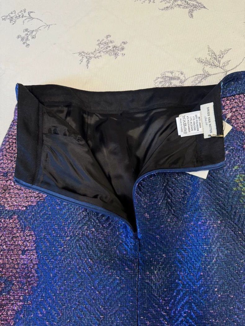 Dries Van Noten Dries Van Noten size:34 A pearlescent floral blue skirt Size 33" - 4 Thumbnail