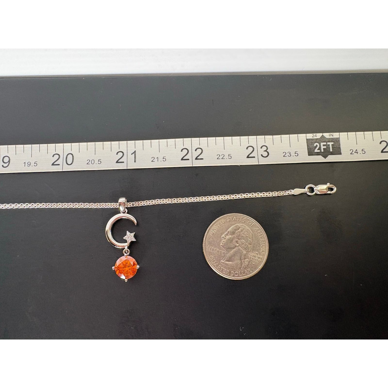 Jewelry NEW 2CTW Moissanite Moon & Star Pendant & 24" Bonus Chain Size ONE SIZE - 7 Thumbnail
