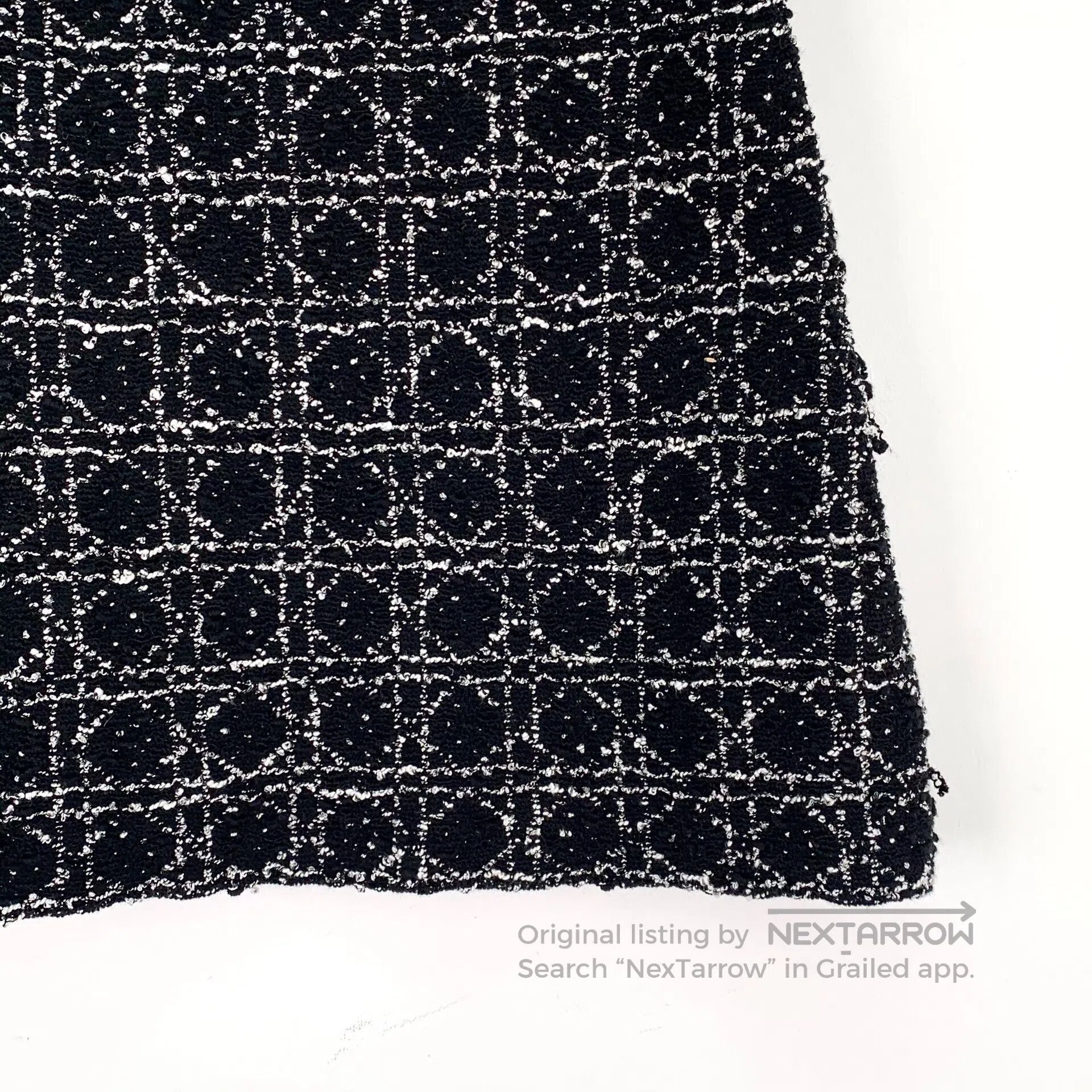 Dior Dior Black Diamond Check Cotton Mixed Fabric Tweed Reversi Size 37" - 4 Thumbnail