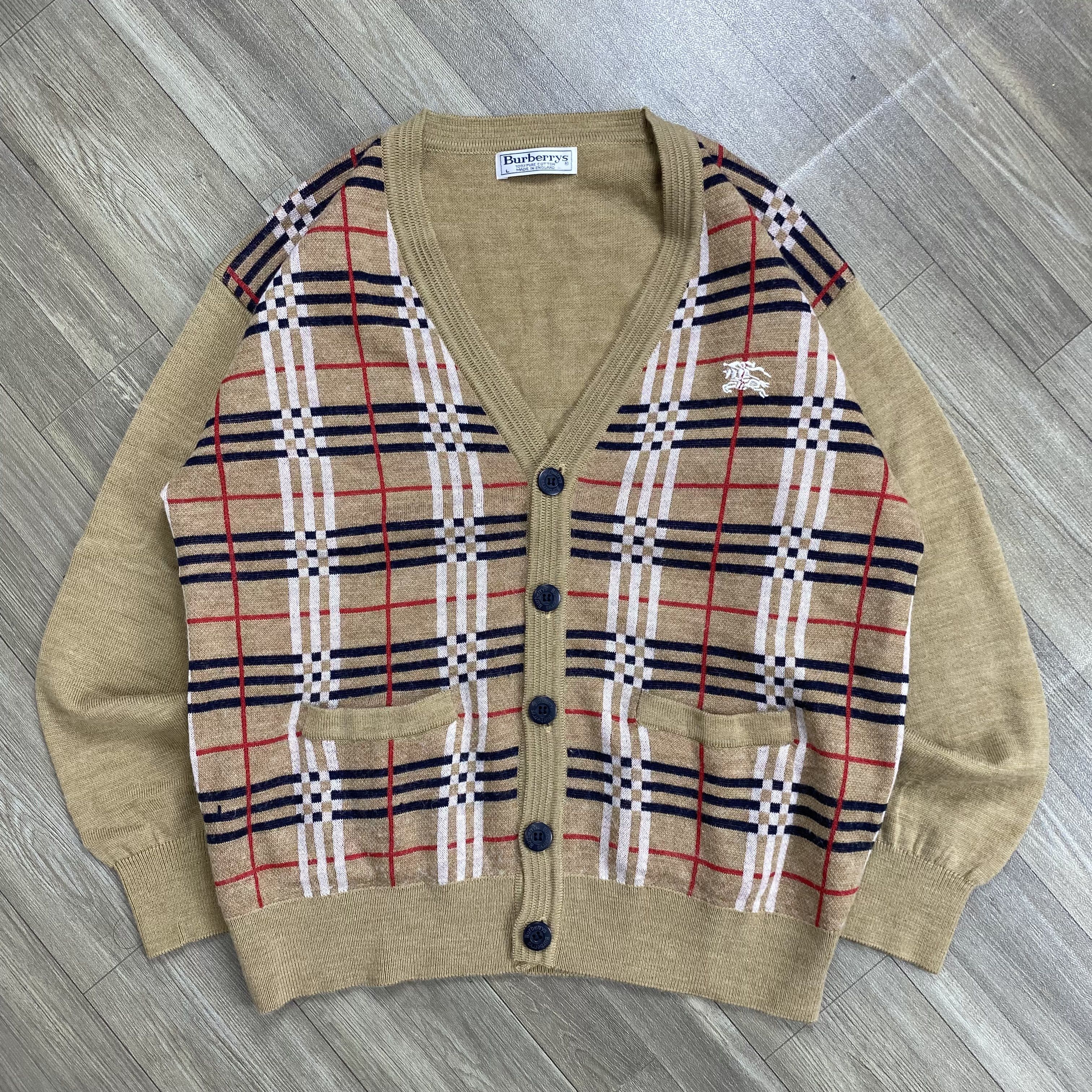 Burberry cardigan nova check sweater made in england size M