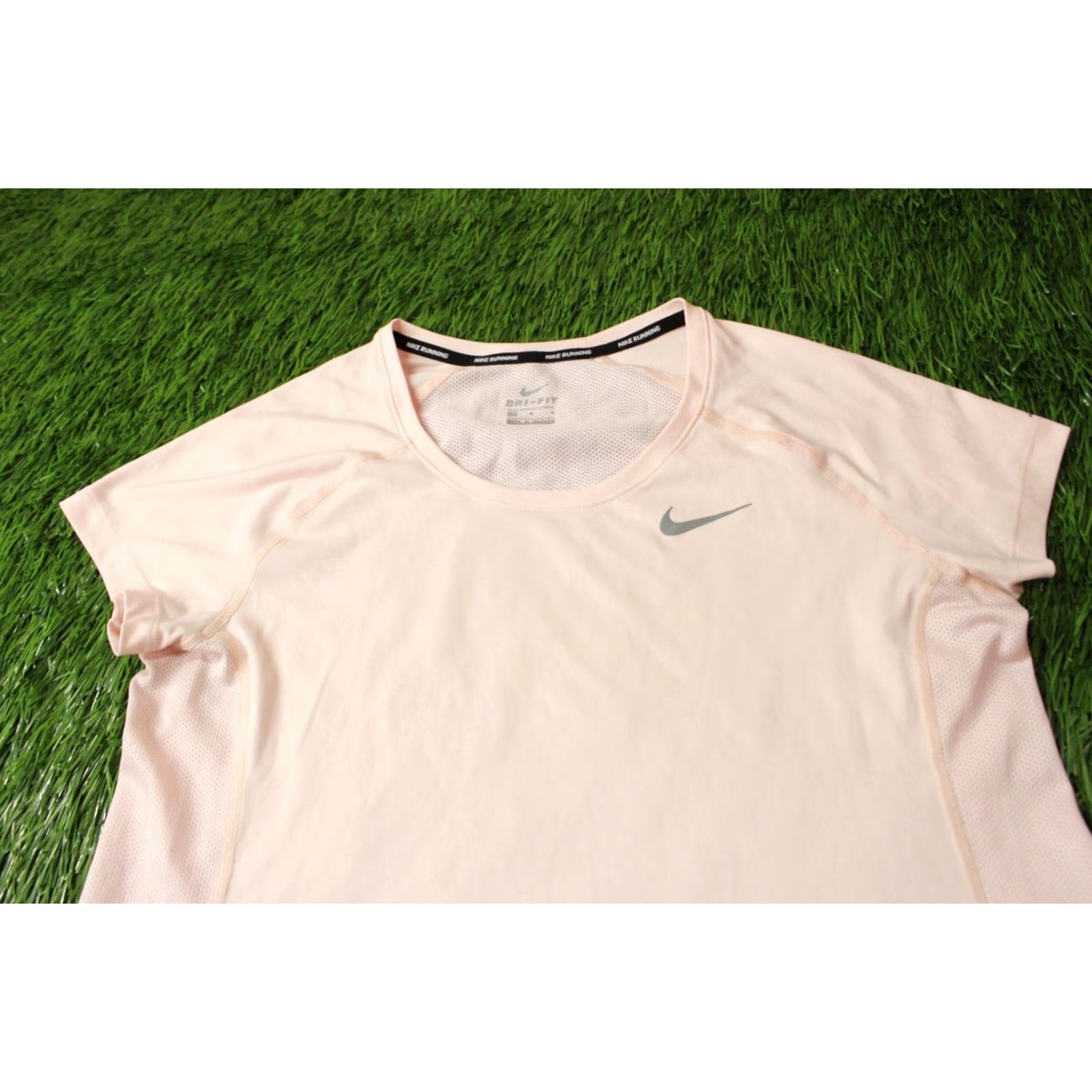 Nike Nike Dri-FIT Women Shirt Jersey T-Shirt Tee Size L Peach Reflective Logos Training Running Summer - Womens Size L / US 10 / IT 46 - 2 Thumbnail