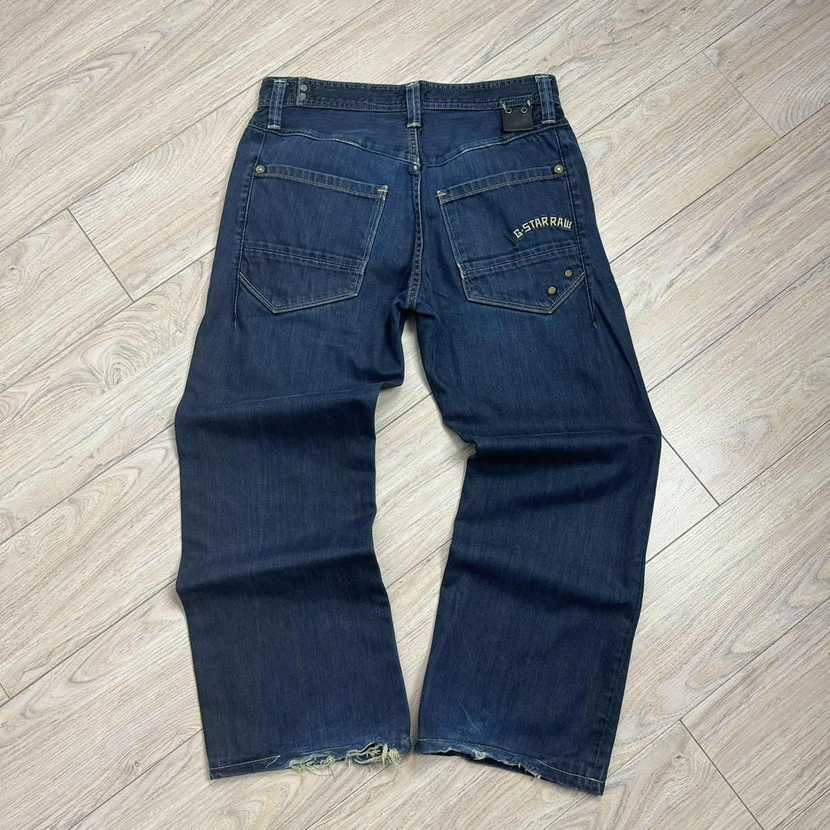 G-Star Vintage G-Star Raw 3301 Distressed Dark Y2K Baggy Denim Jean Size US 31 - 13 Thumbnail