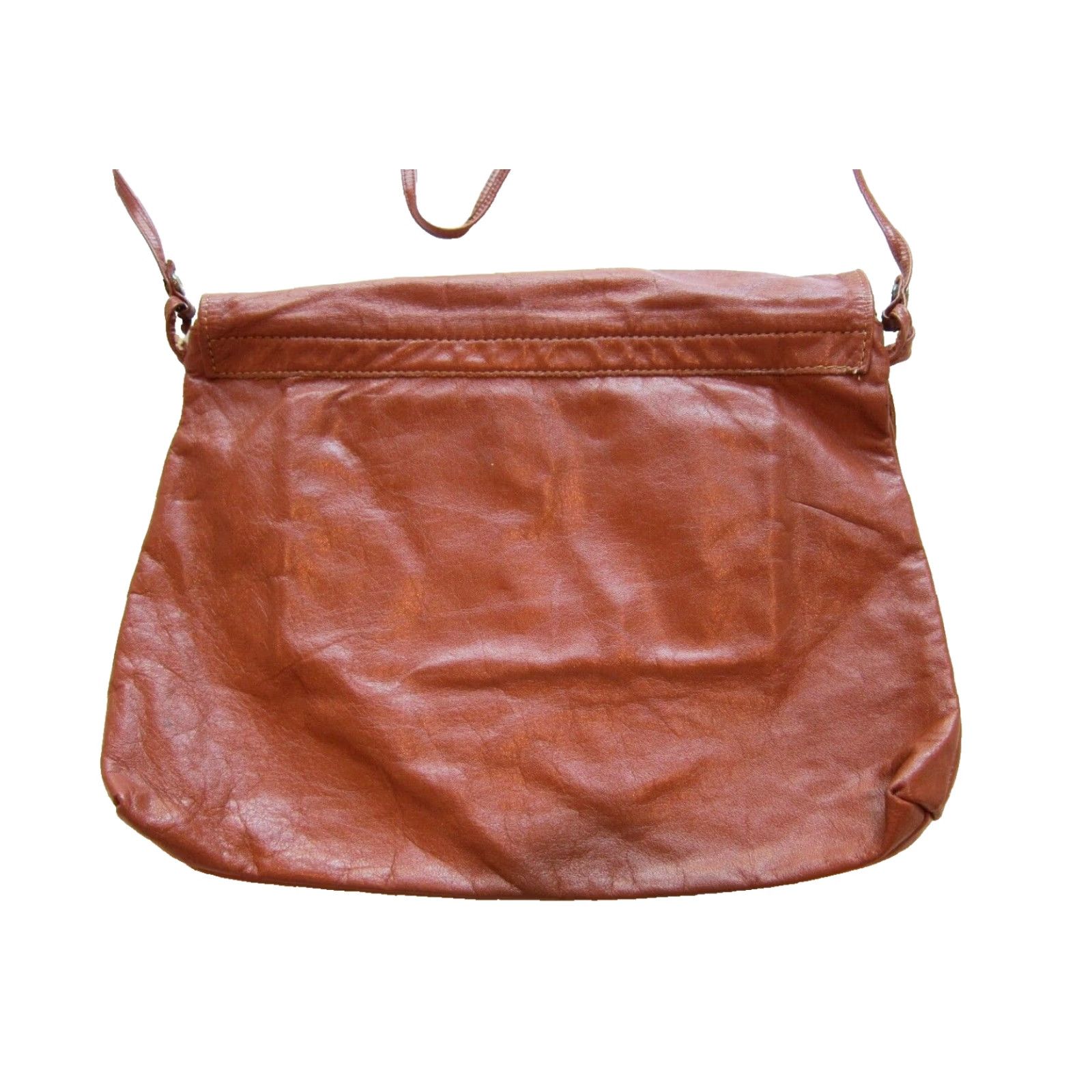 Vintage Vintage Arlin Crossbody Satchel Bag 100% Leather 11" 8.5" 17" strap drop Small Tan Brown Zip Purse Bag Size ONE SIZE - 4 Thumbnail