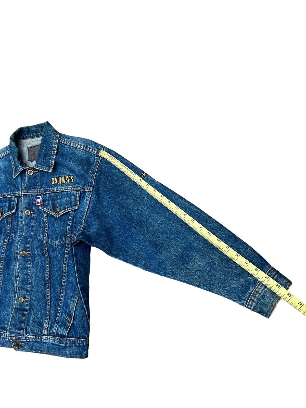 Vintage Vintage 90s Gauloises France Fade Muddy Denim Trucker Jacket Size US M / EU 48-50 / 2 - 3 Thumbnail