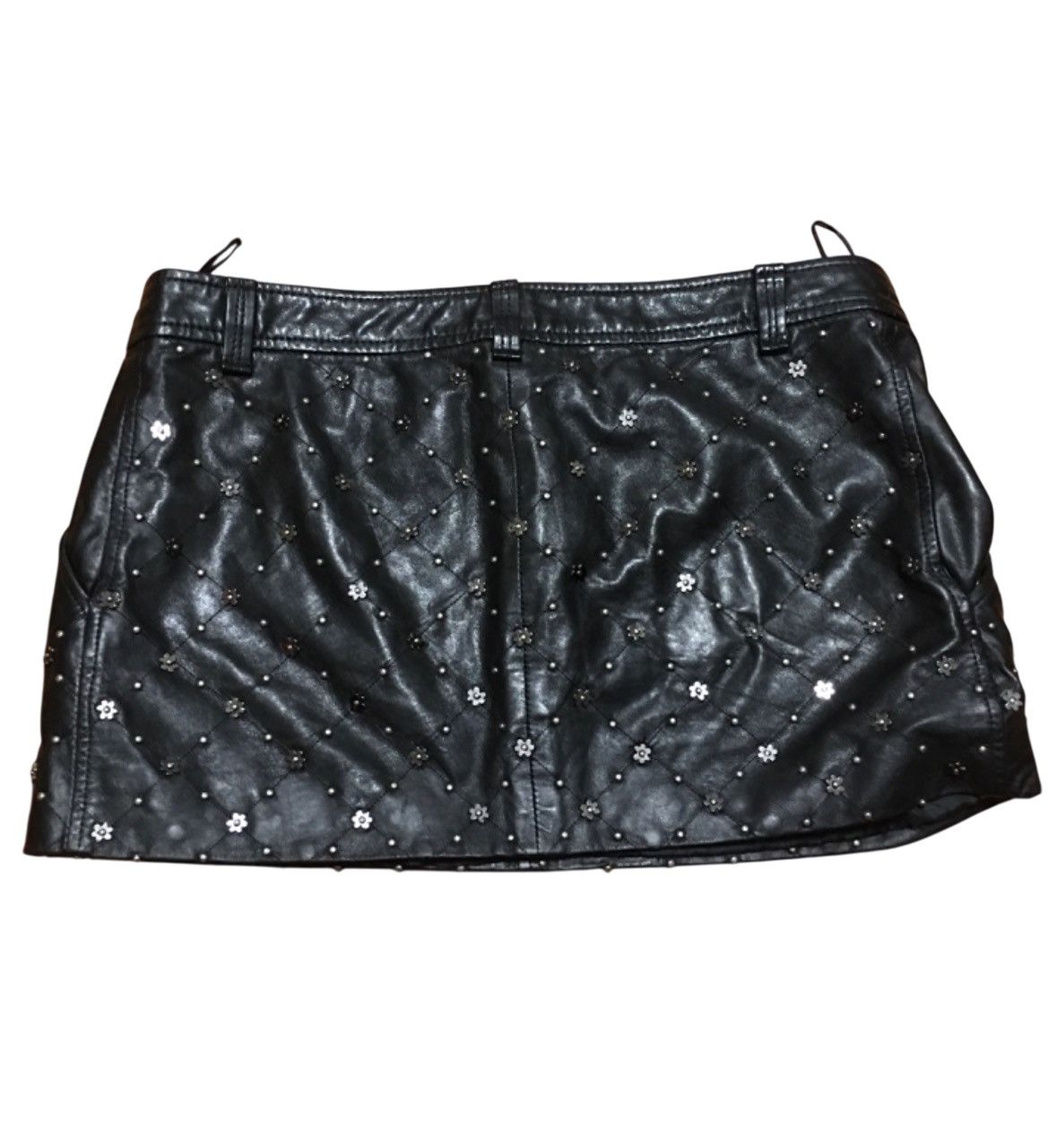 Leather × Moschino MOSCHINO Black Sheep Leather Studded Mini Skirt EU38 US8 Size 28" / US 6 / IT 42 - 2 Thumbnail