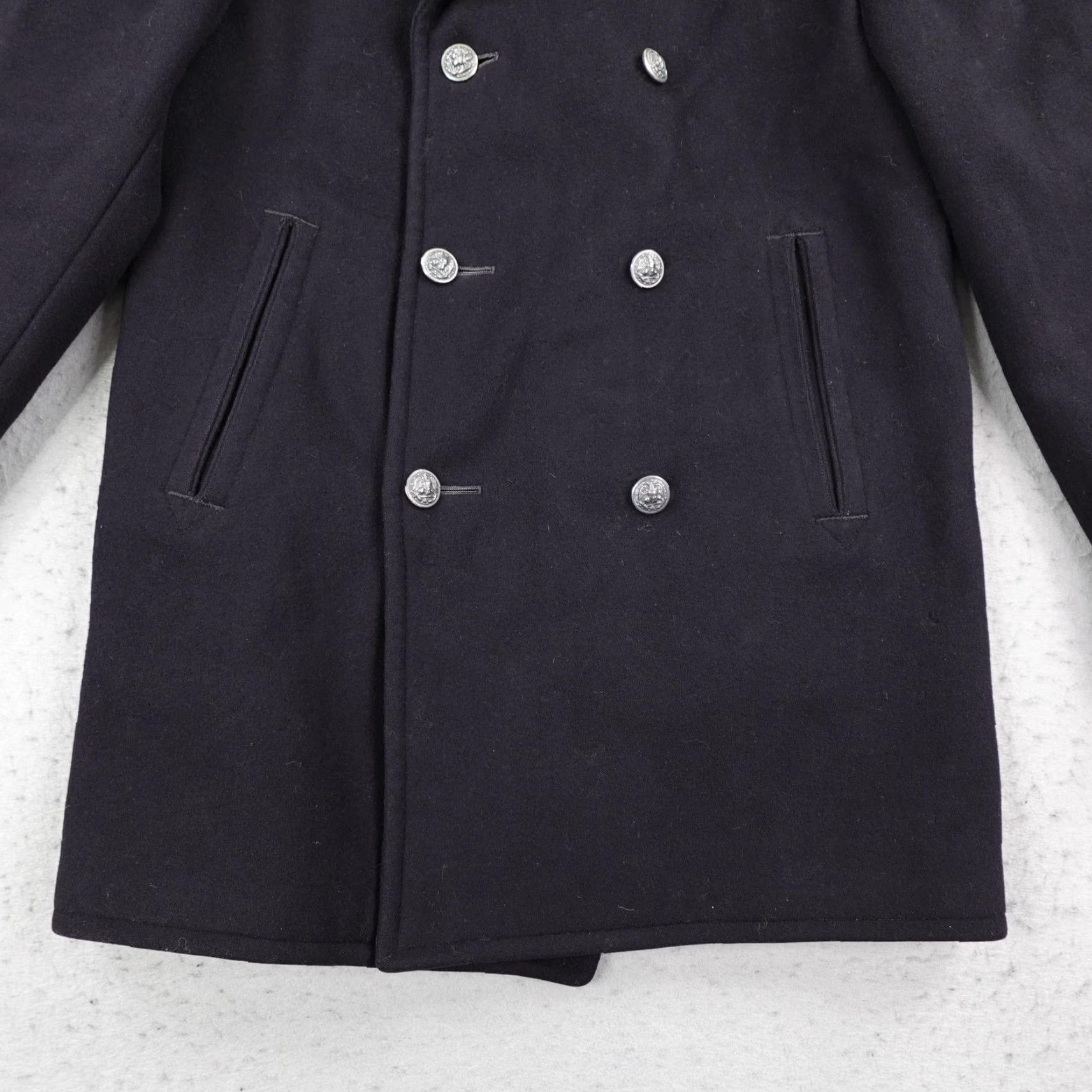 Doublet VINTAGE US Navy Jacket Mens 38 Wool Pea Coat Double Breasted USN Korean War 50s Size US XXS / EU 40 - 3 Thumbnail