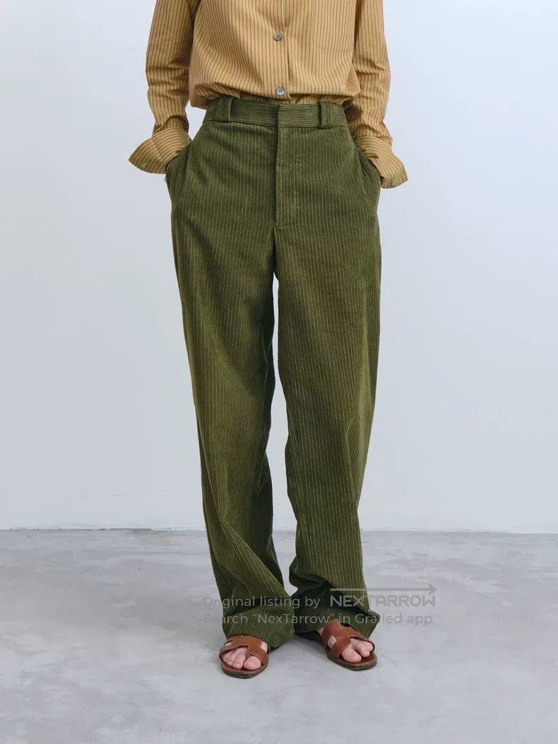Helmut Lang Helmut Lang Green corduroy wide-leg pants Size US 31 - 2 Thumbnail