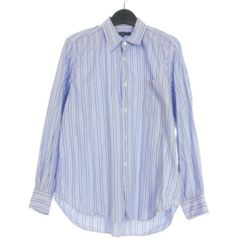 Comme des Garcons Homme Shirt Striped Long Sleeve Chest Pocket Cotton Light Blue Size US L / EU 52-54 / 3 - 1 Thumbnail
