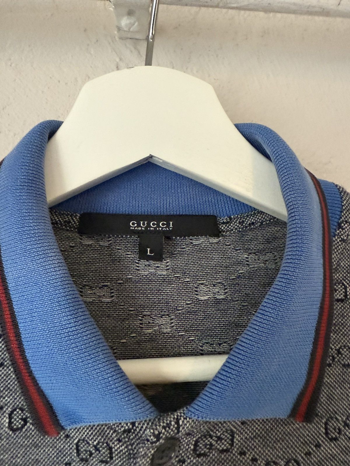 Gucci Gucci Monogram Polo with Blue Contrast Collar Size US M / EU 48-50 / 2 - 3 Thumbnail