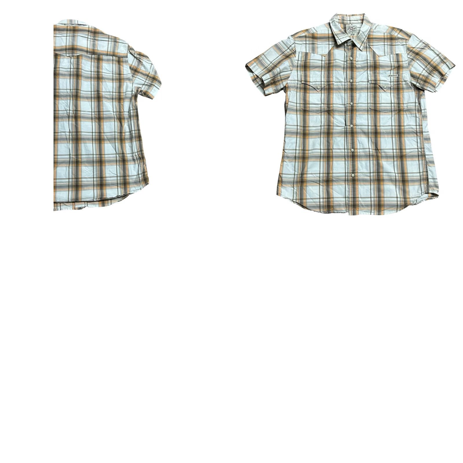 Lucky Brand VINTAGE Lucky Brand Pearl Snap Brown Plaid Shirt Mens Large Brown Plaid Short Sleeve Size US L / EU 52-54 / 3 - 9 Thumbnail