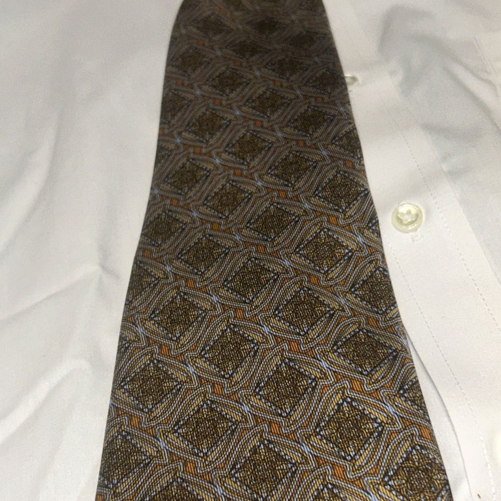 Robert Talbott Robert Talbott Tie Geometric Designer Silk Wide Gold Mens 56 1/2" x 4" Short Vintage No Size ONE SIZE - 3 Thumbnail