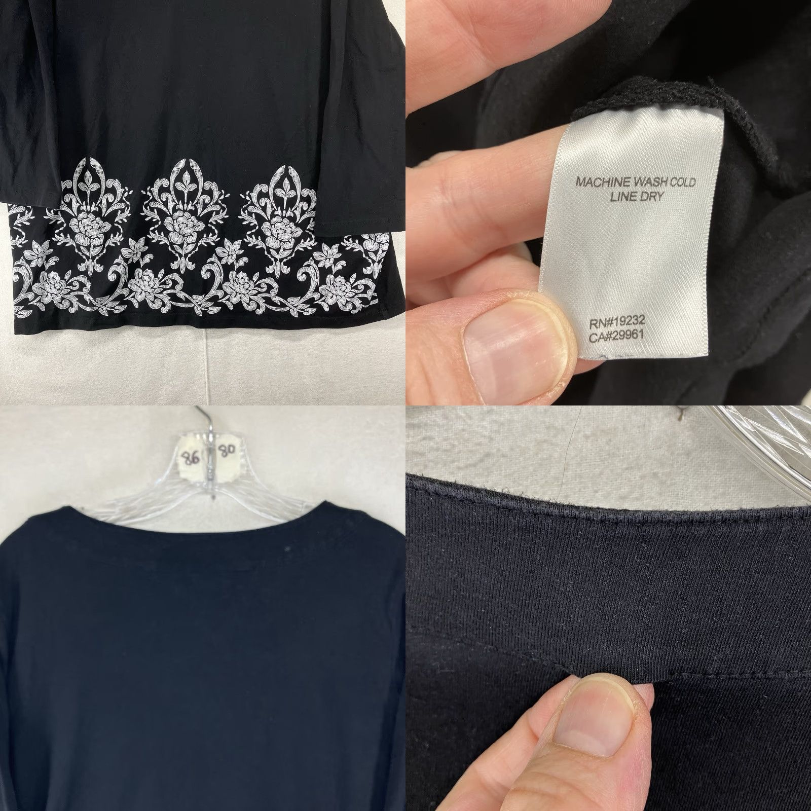 Vintage Alfred Dunner Tunic L 3/4 Sleeve Black Embroidery Rhinestones Dark Gothic Size L / US 10 / IT 46 - 8 Thumbnail