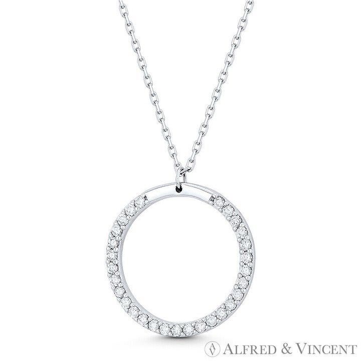 Other 18mm Eternity Circle CZ Crystal Pendant & Chain Necklace Size ONE SIZE - 1 Preview