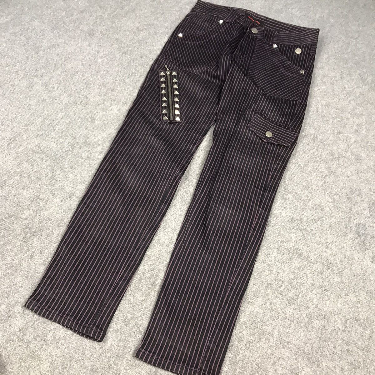 Japanese Brand ALGONQUINS PUNK JAPAN TROUSERS STRIPED DESIGN PANTS Size US 27 - 4 Thumbnail
